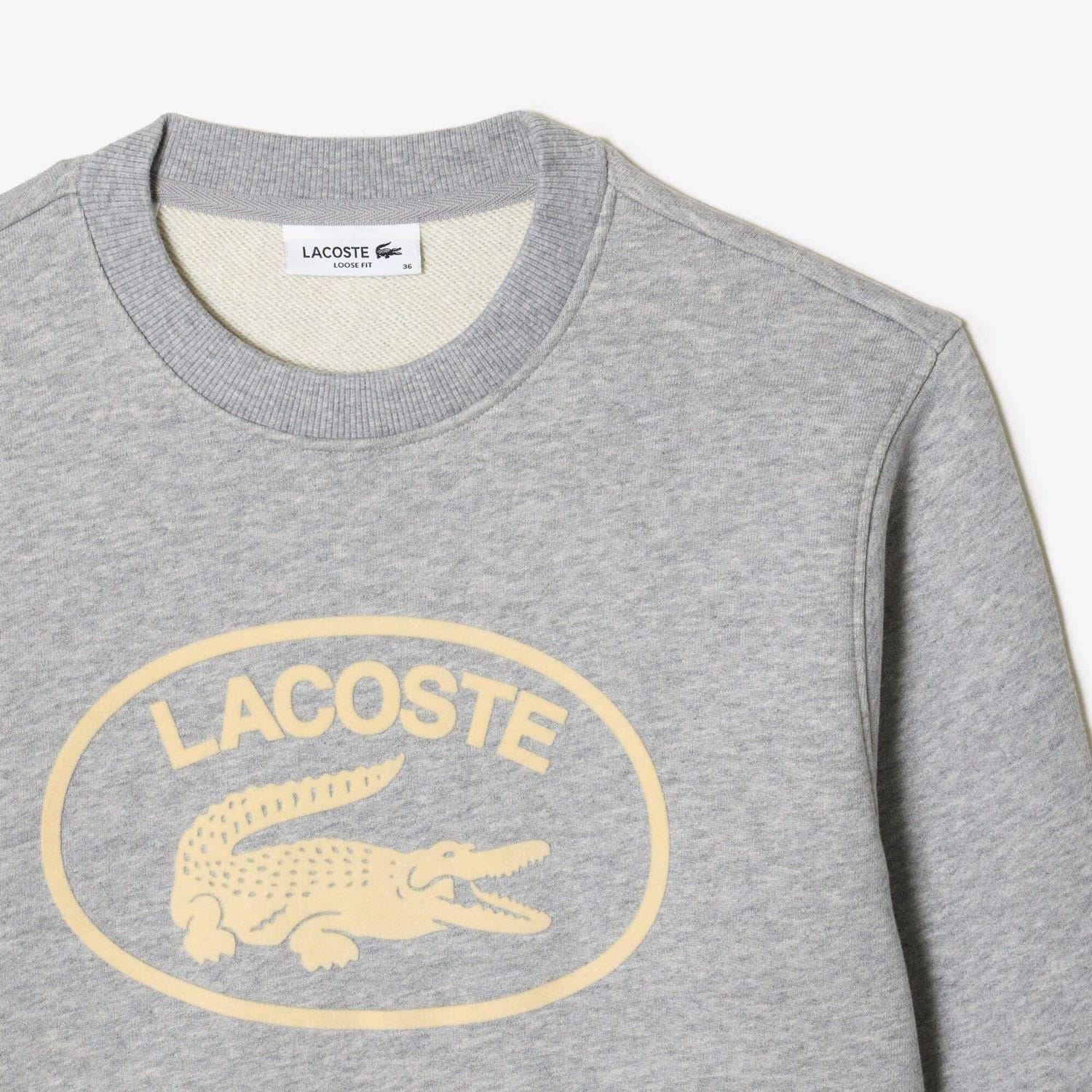 Grey - Lacoste - Loose Fit Organic Cotton Fleece Sweatshirt - 5
