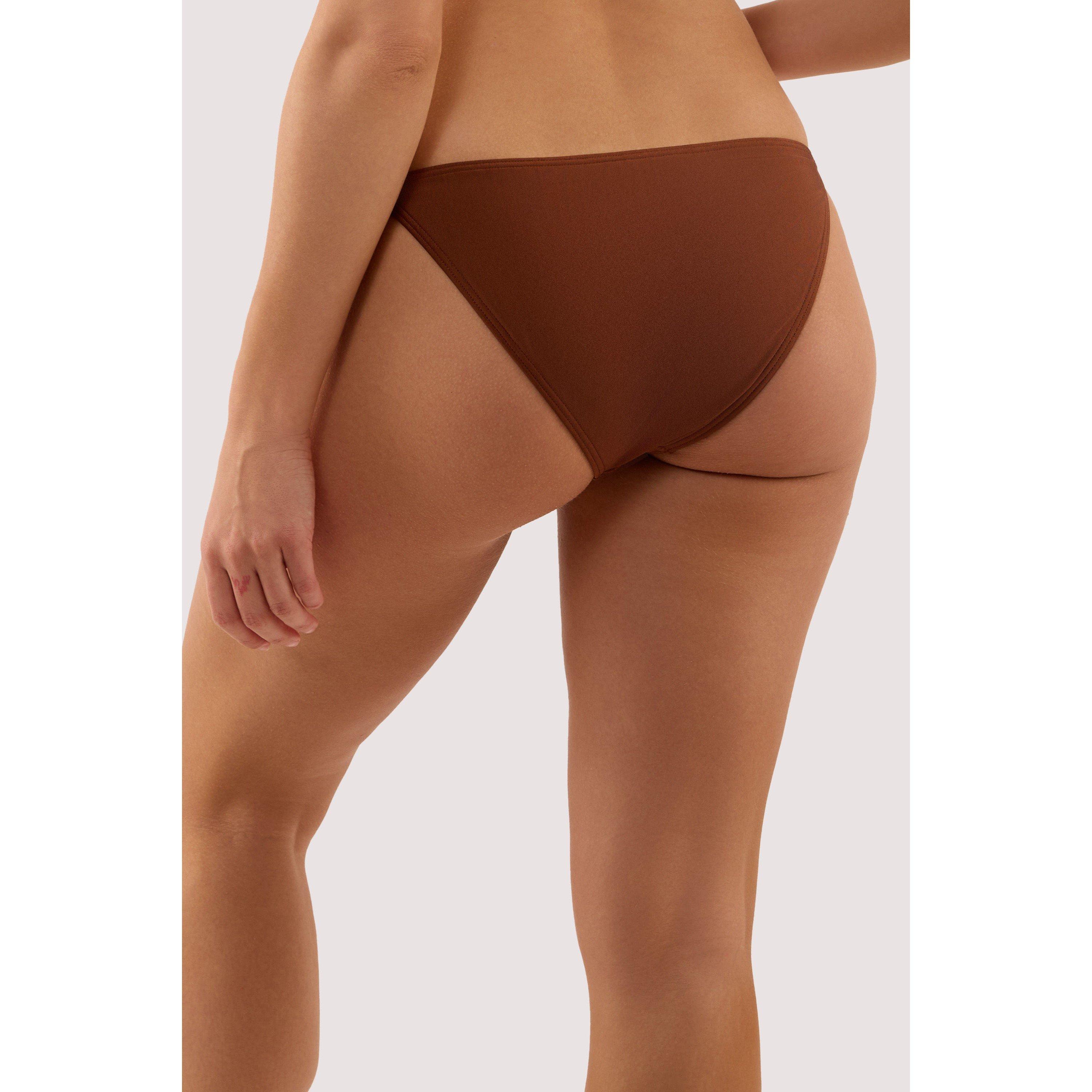 Brown - Wolf and Whistle - Tamzin Chocolate Brown Tanga Side Bikini Brief Wit - 2