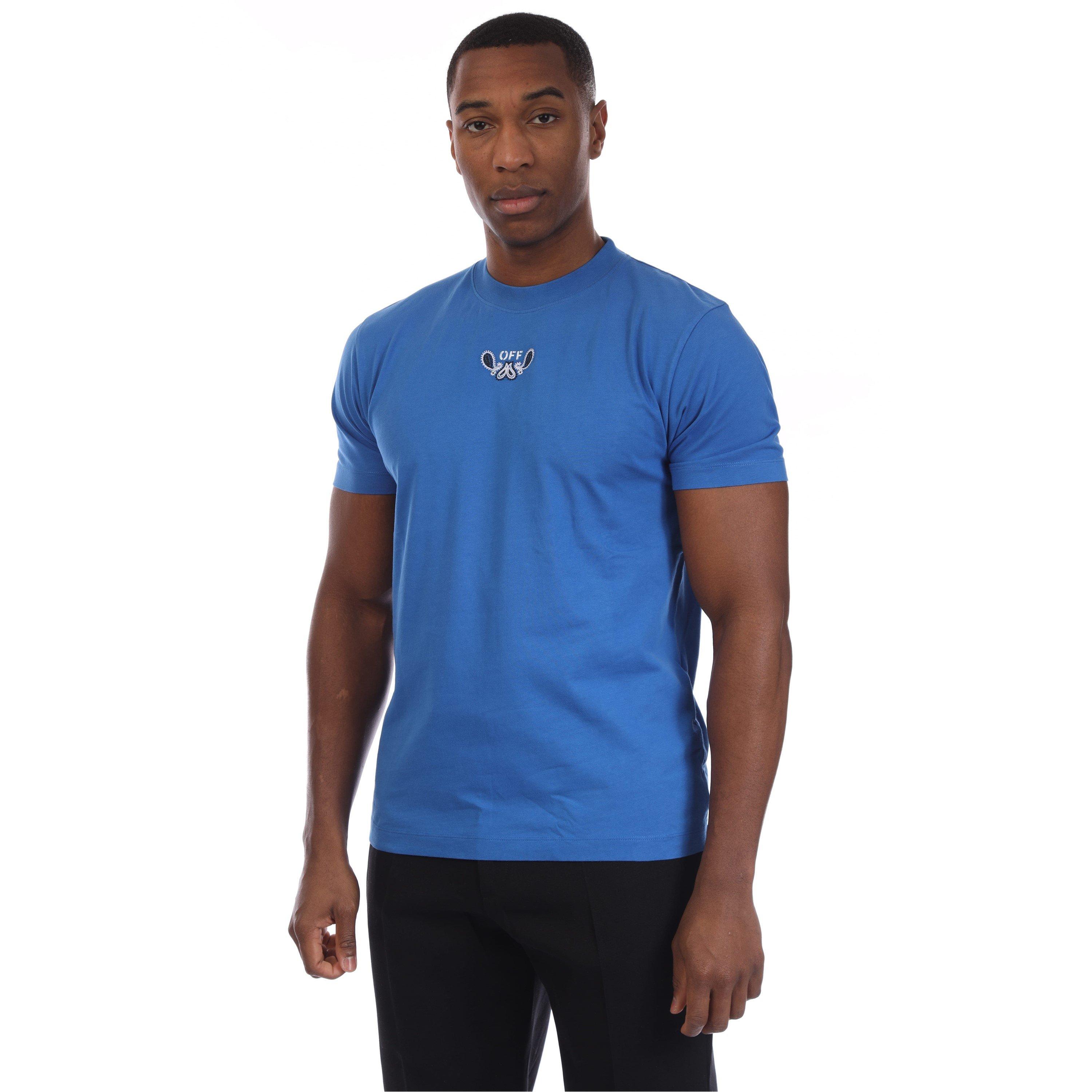 Off White Men's Bandana Arrow Slim T-Shirt - Blue-White - L
