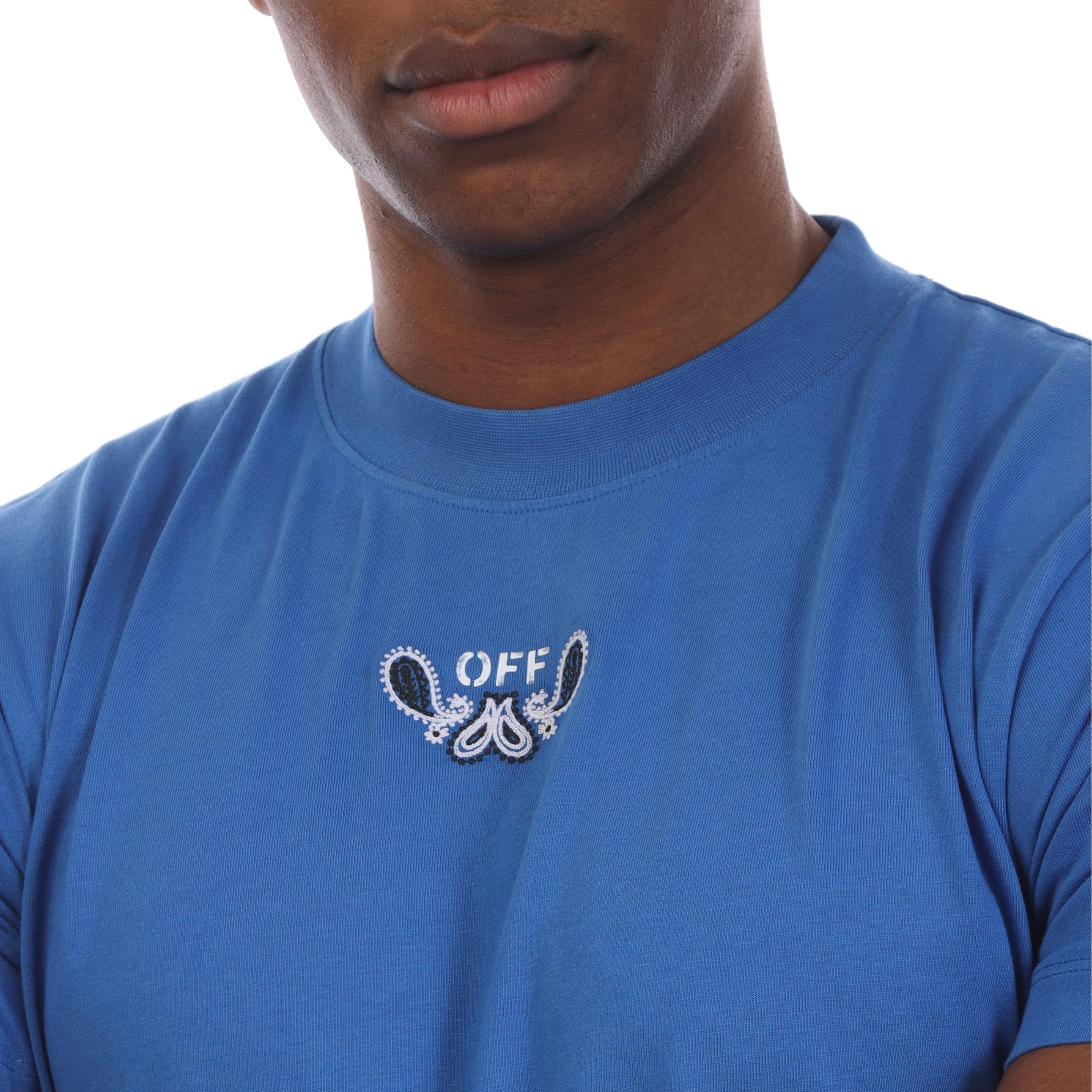 Blue-White - Off White - Bandana Arrow Slim T-Shirt - 3