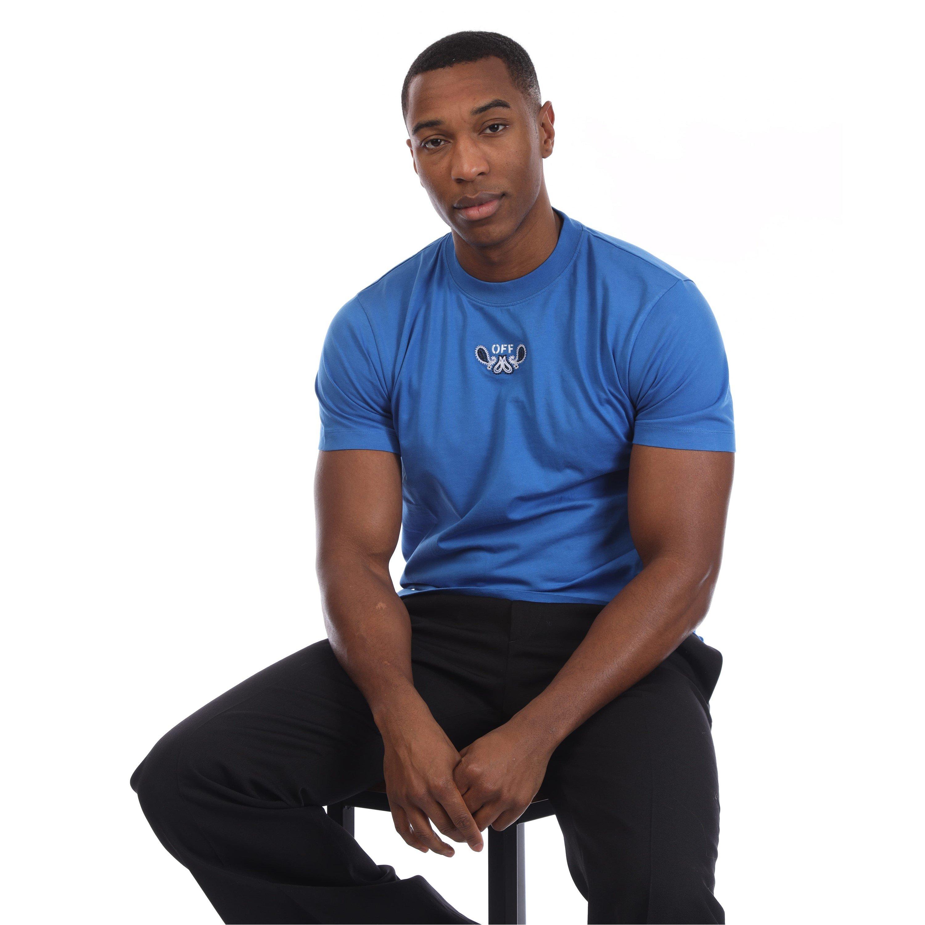 Blue-White - Off White - Bandana Arrow Slim T-Shirt - 4