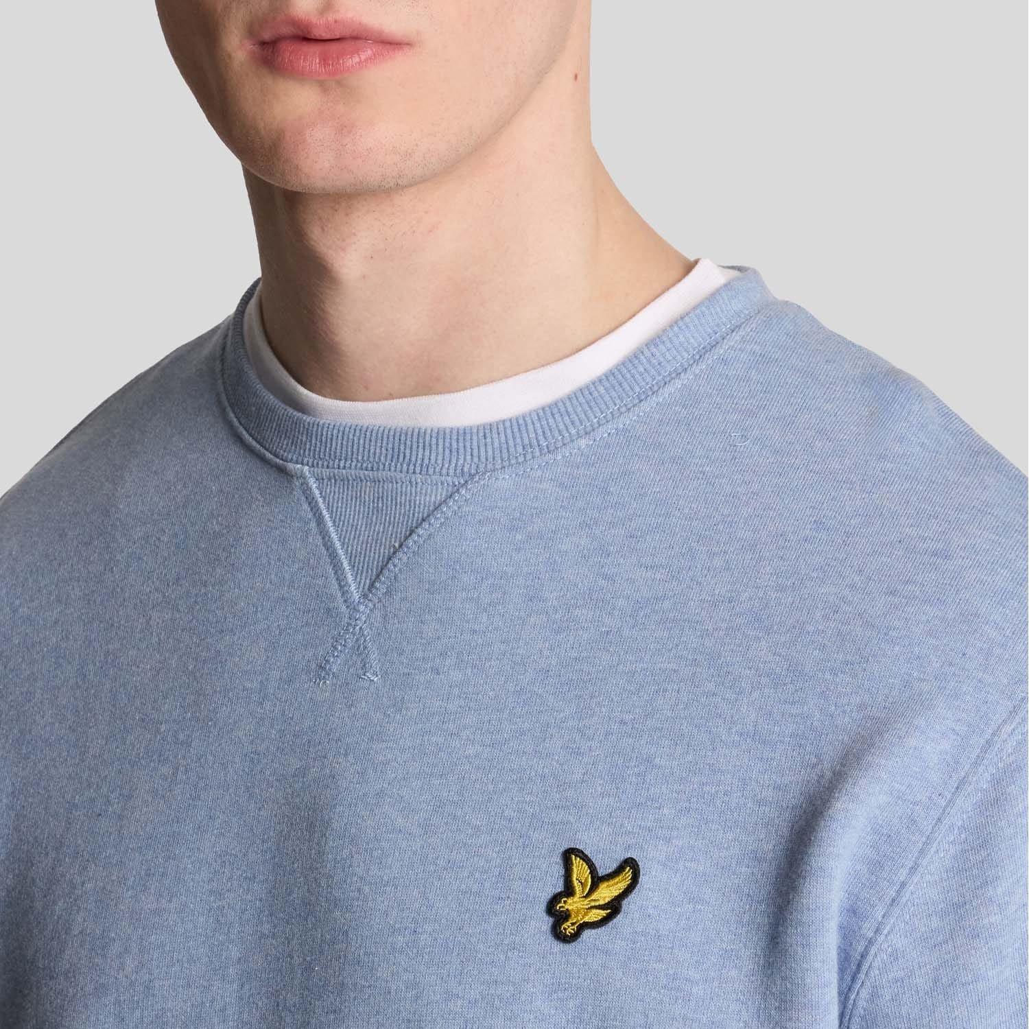 Blue - Lyle and Scott - Heathered Crew Neck Sweatshirt - 4