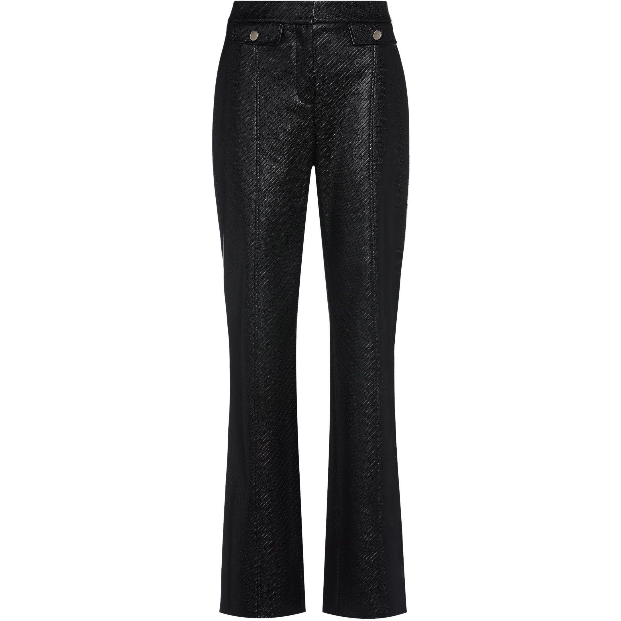 Black 001 - Boss - Women's Tatawa Bootcut Faux Leather Trousers - 5