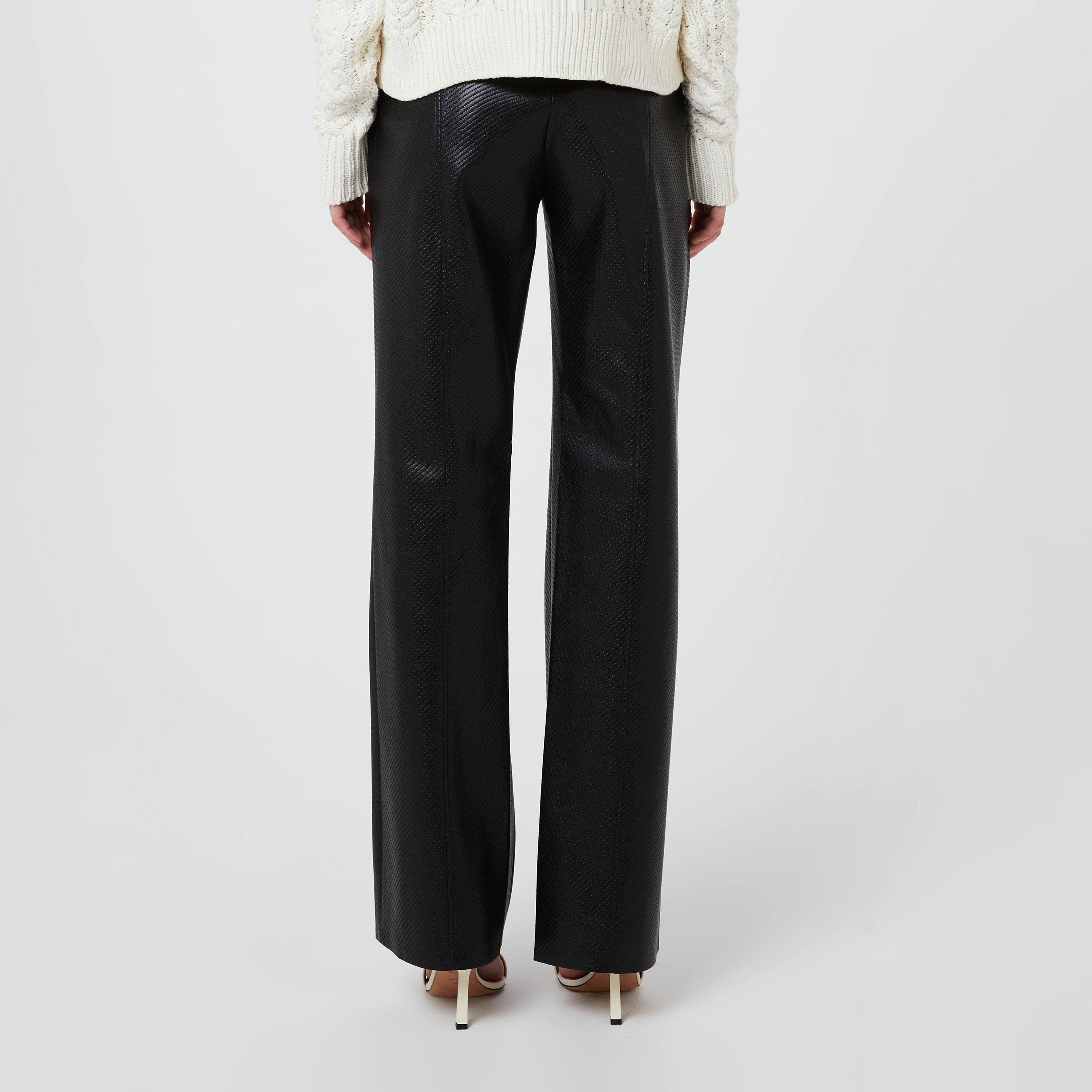 Black 001 - Boss - Women's Tatawa Bootcut Faux Leather Trousers - 3