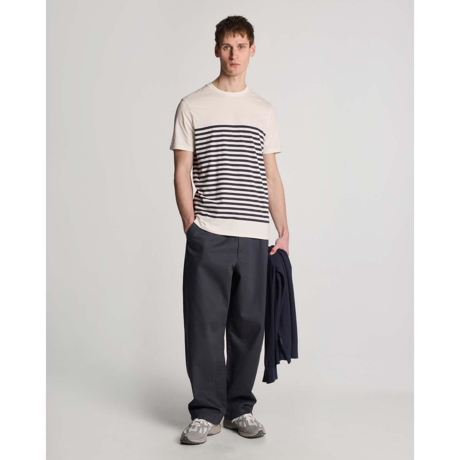 White - Lyle and Scott - Linen Blend Breton Stripe T-Shirt - 2