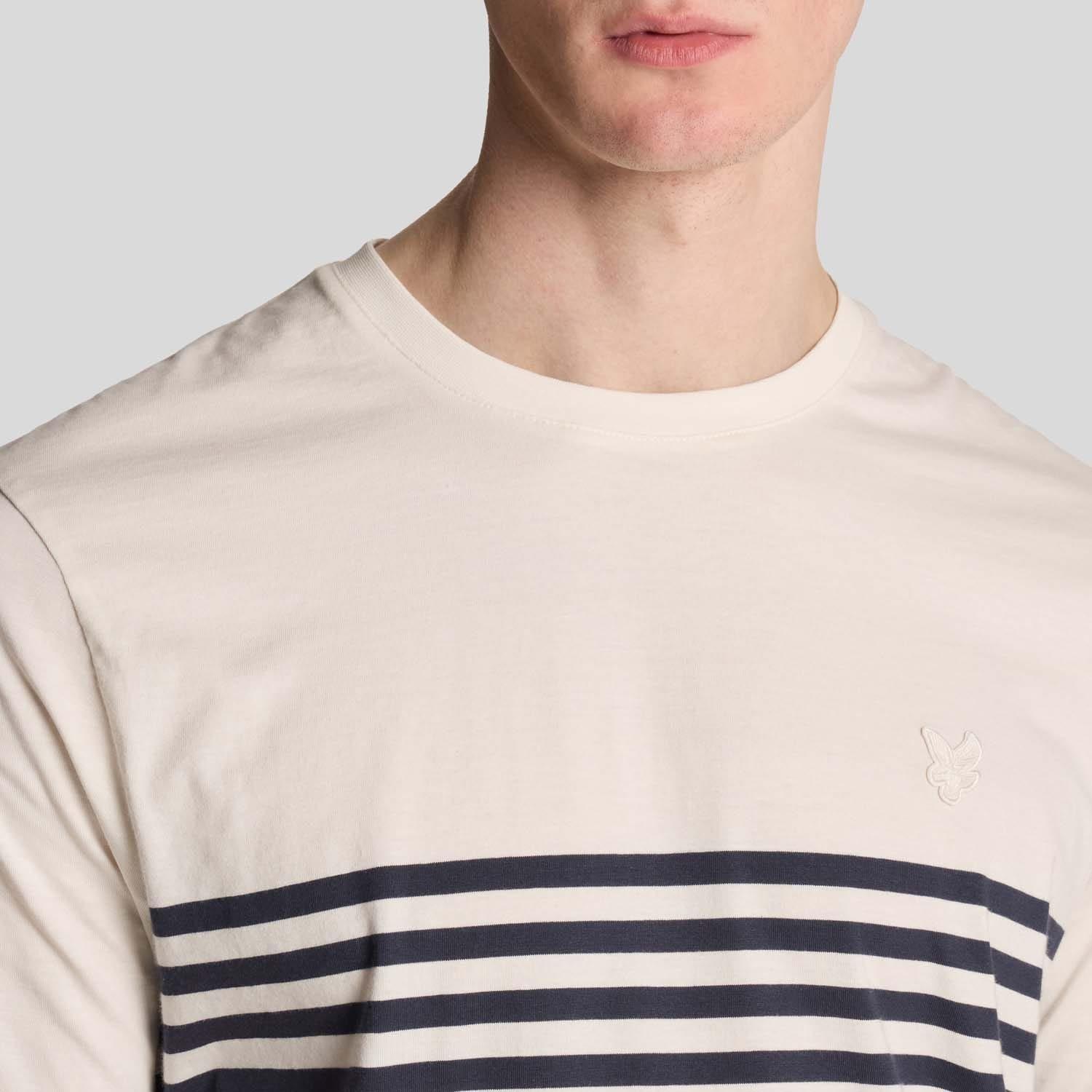 White - Lyle and Scott - Linen Blend Breton Stripe T-Shirt - 4
