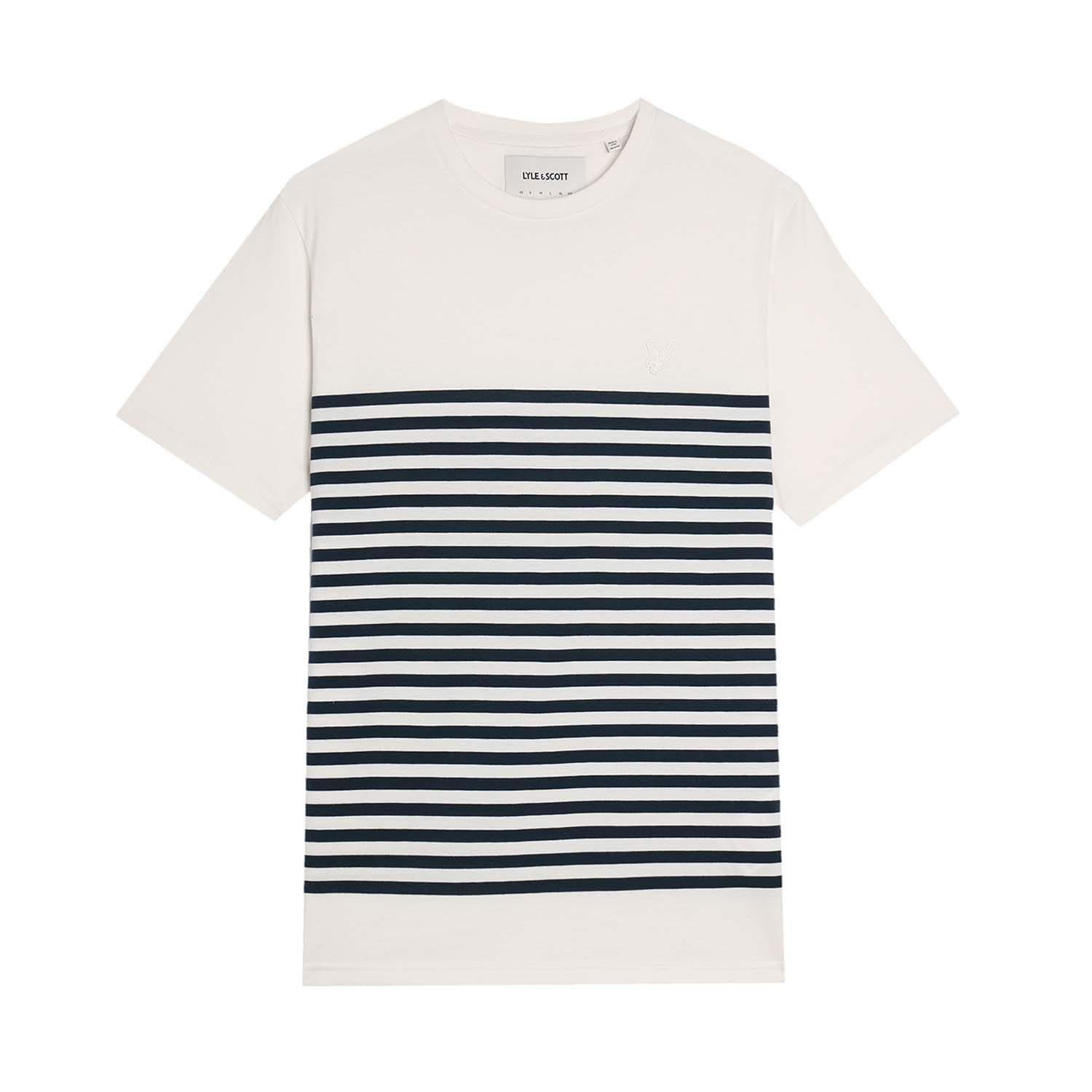 White - Lyle and Scott - Linen Blend Breton Stripe T-Shirt - 5