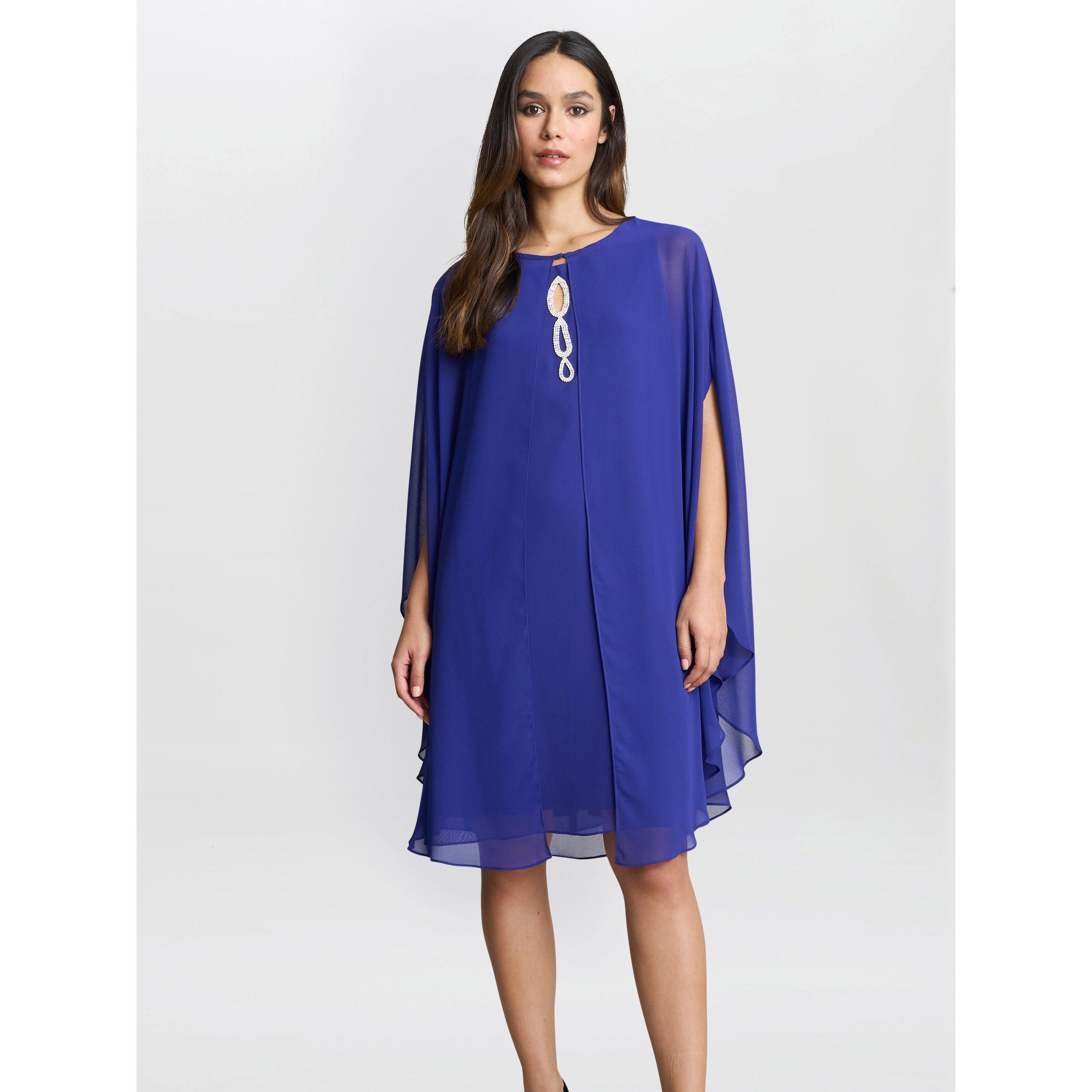 Iris - Gina Bacconi - Laura Chiffon Cape And Beaded Neck Dress - 1