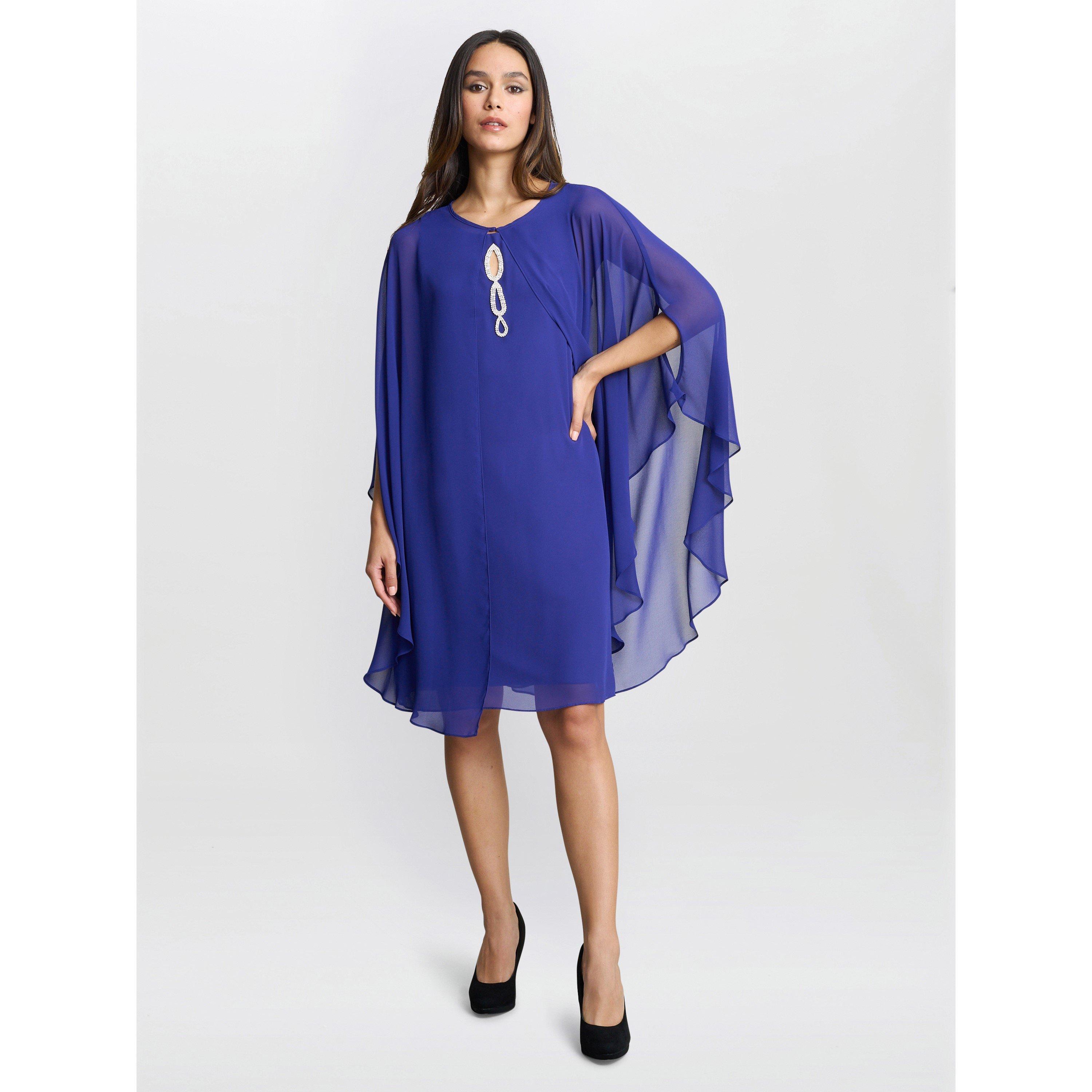 Iris - Gina Bacconi - Laura Chiffon Cape And Beaded Neck Dress - 3