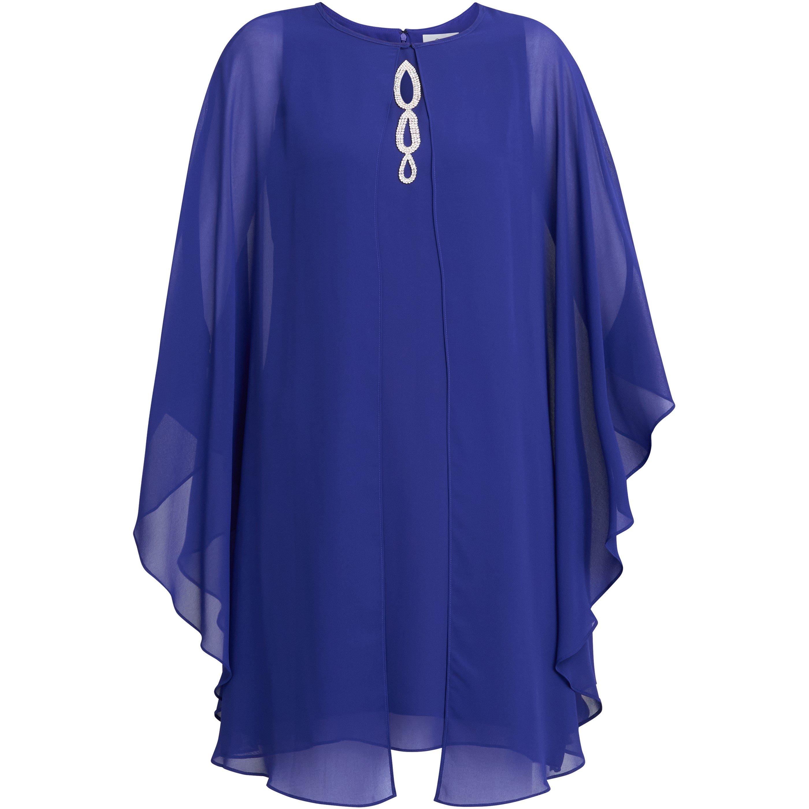 Iris - Gina Bacconi - Laura Chiffon Cape And Beaded Neck Dress - 4