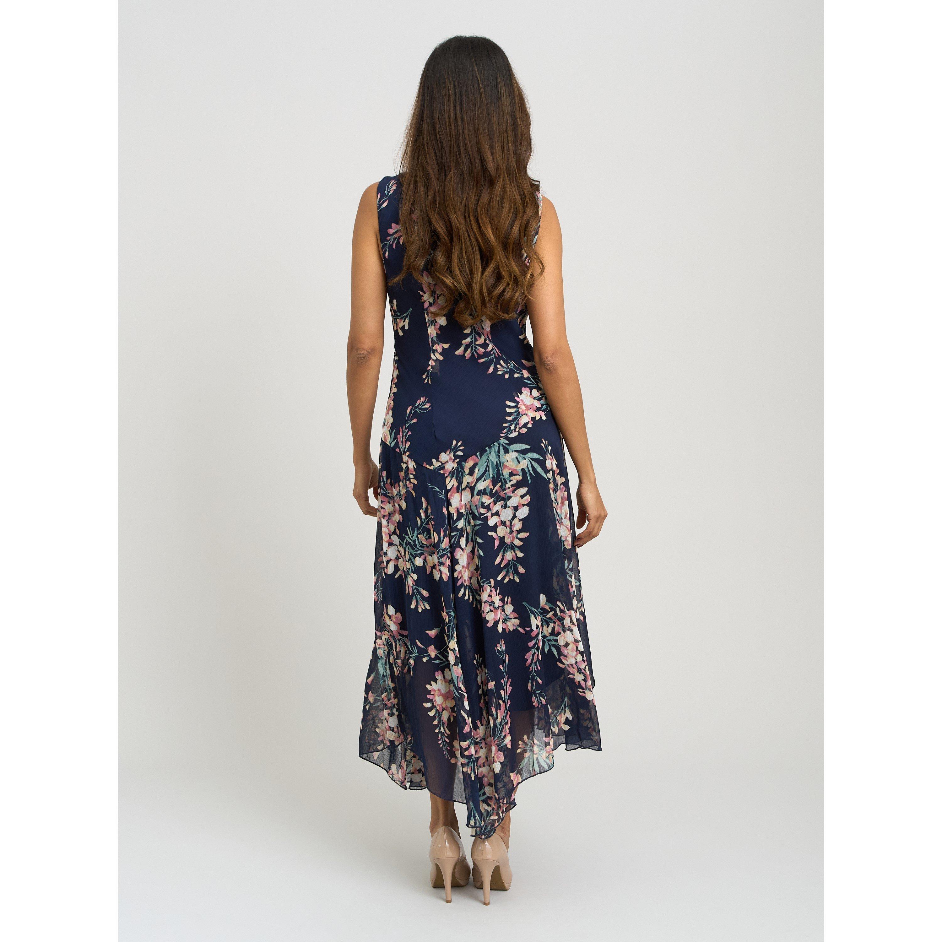Navy - Gina Bacconi - India Chiffon Print Dress - 2