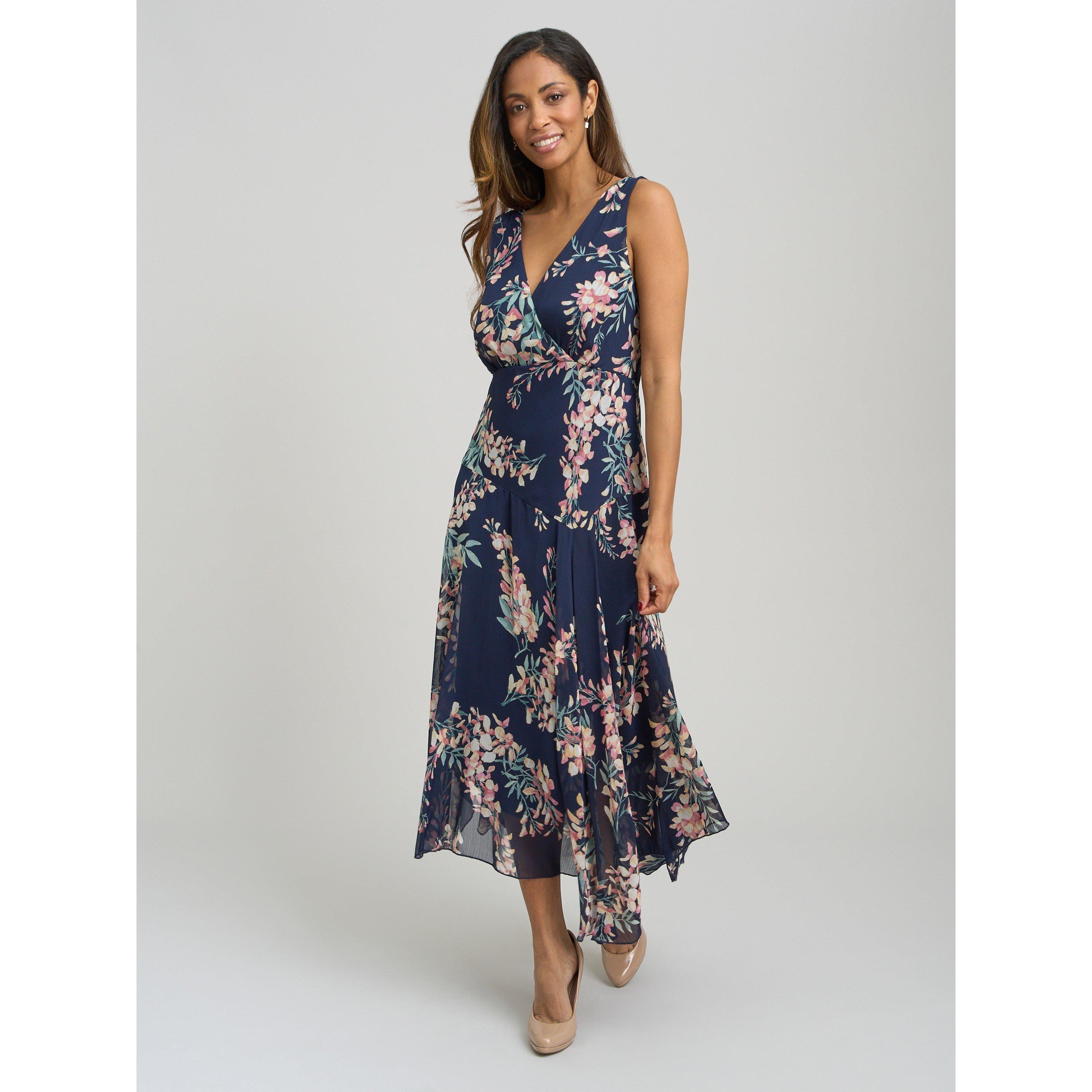 Navy - Gina Bacconi - India Chiffon Print Dress - 3