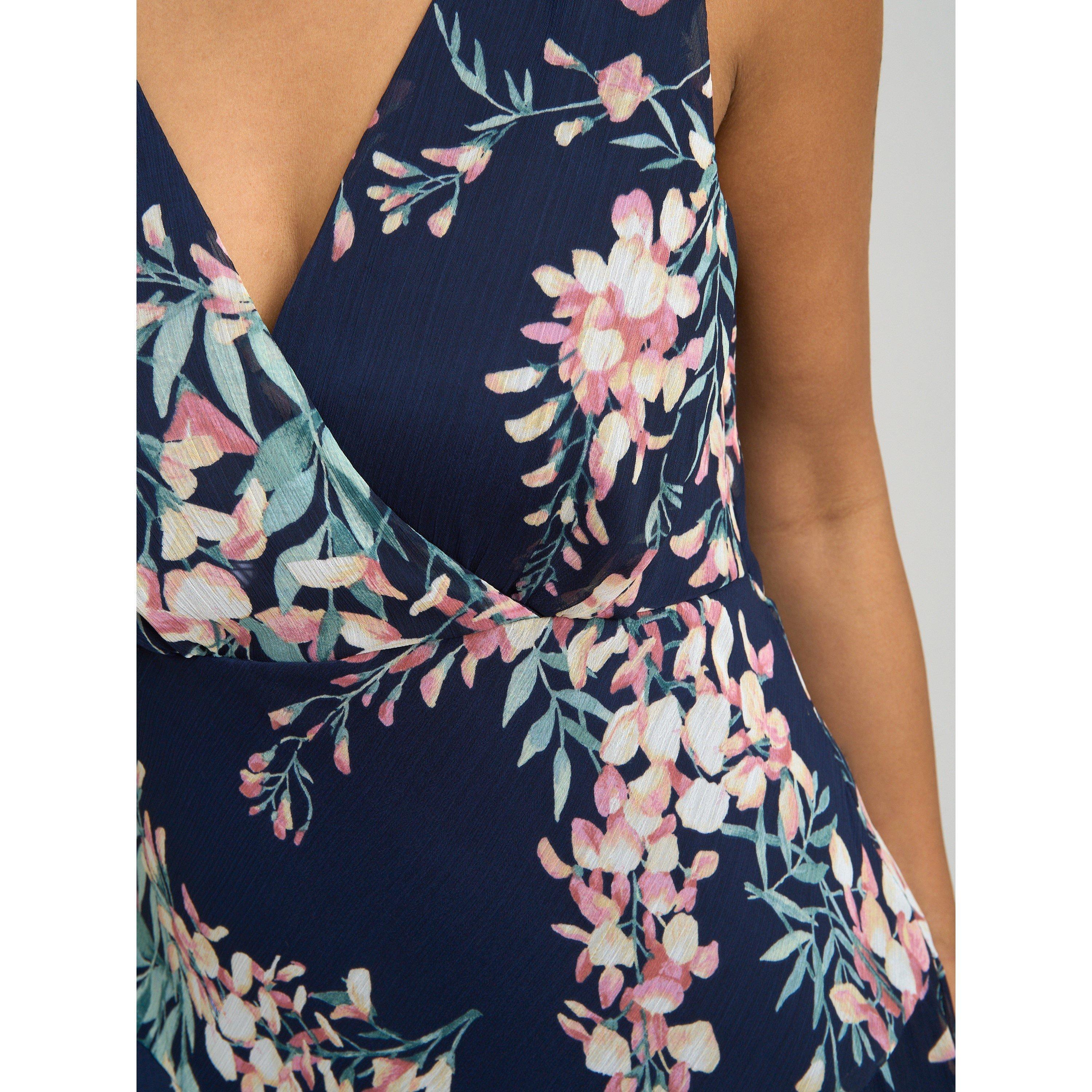 Navy - Gina Bacconi - India Chiffon Print Dress - 5