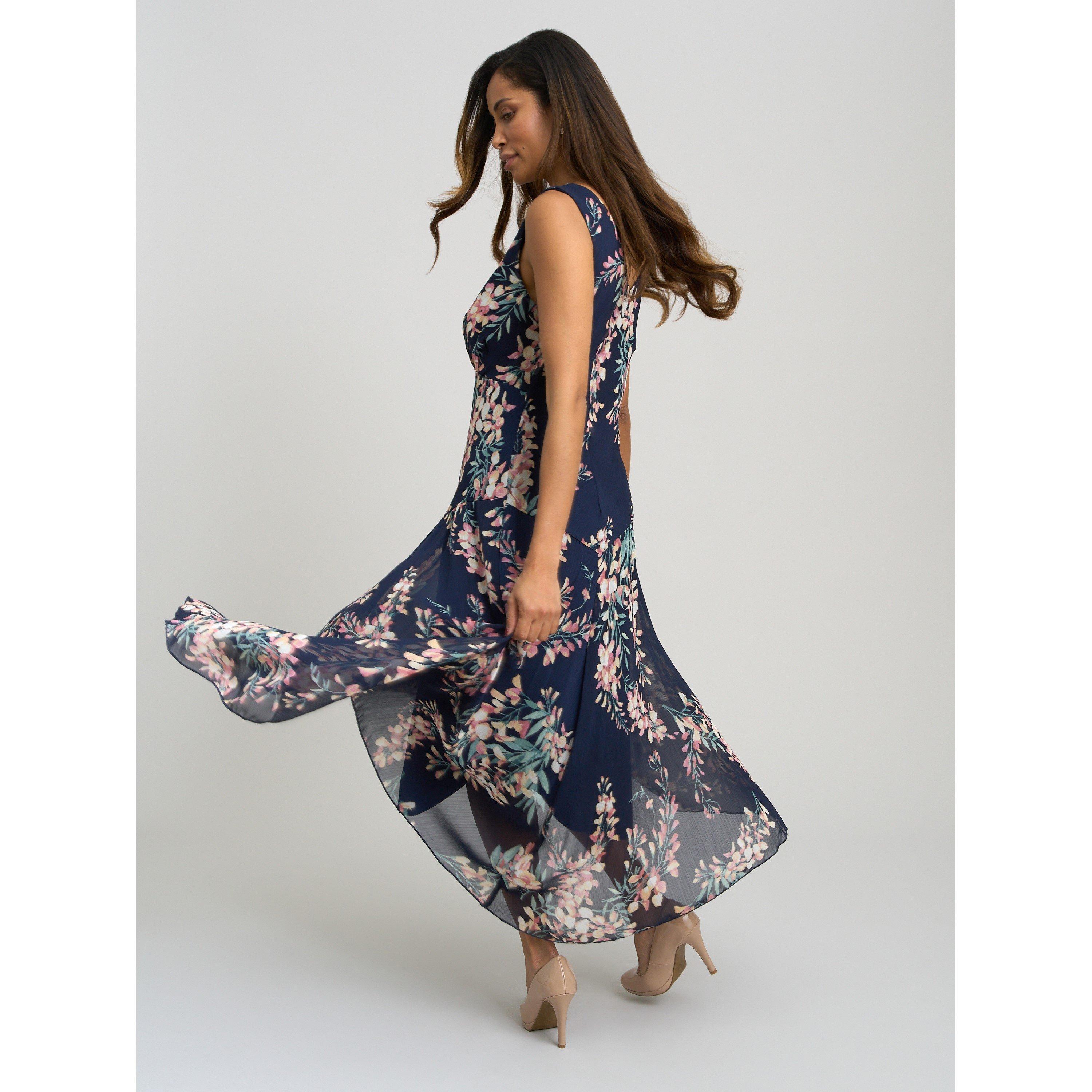 Navy - Gina Bacconi - India Chiffon Print Dress - 6