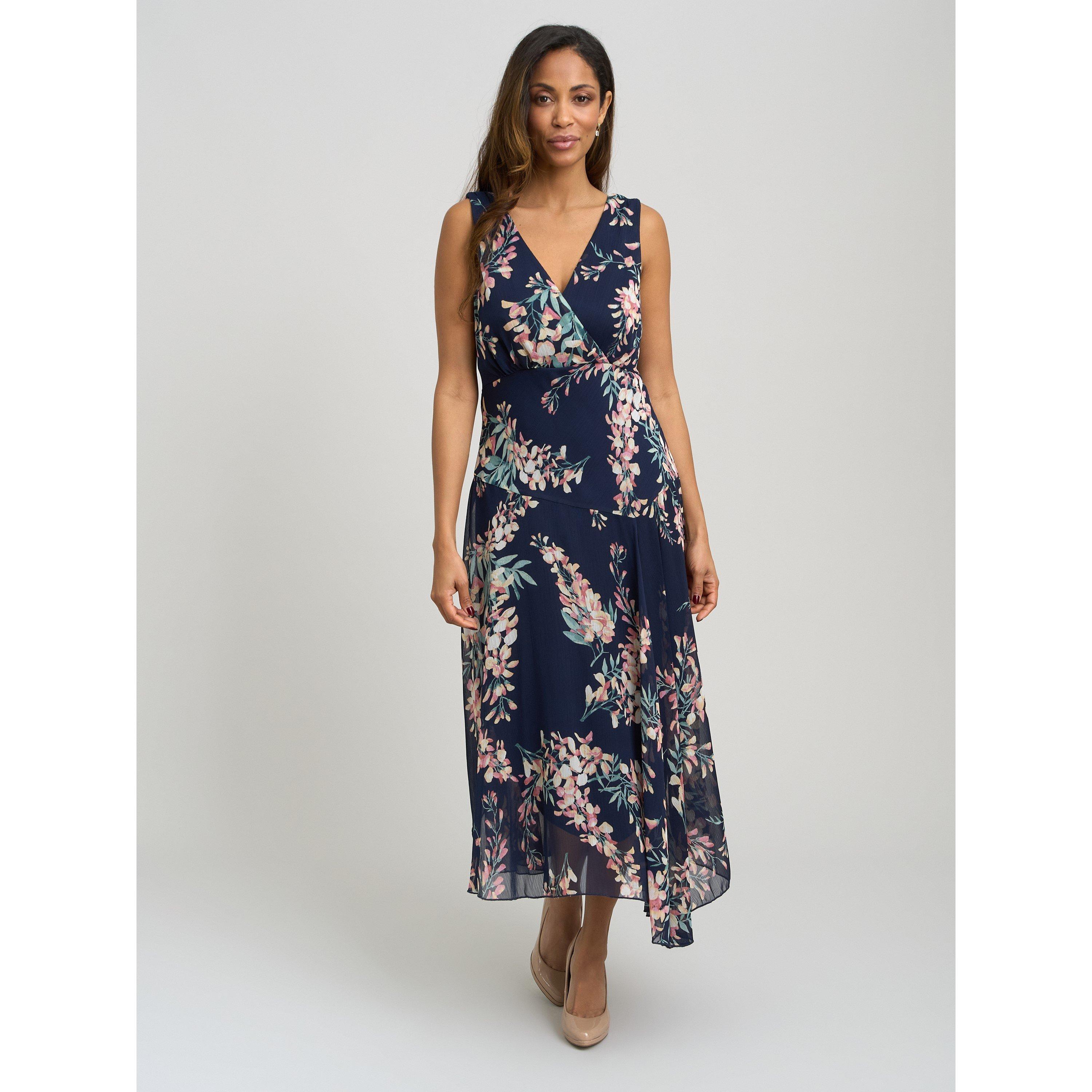 Navy - Gina Bacconi - India Chiffon Print Dress - 7