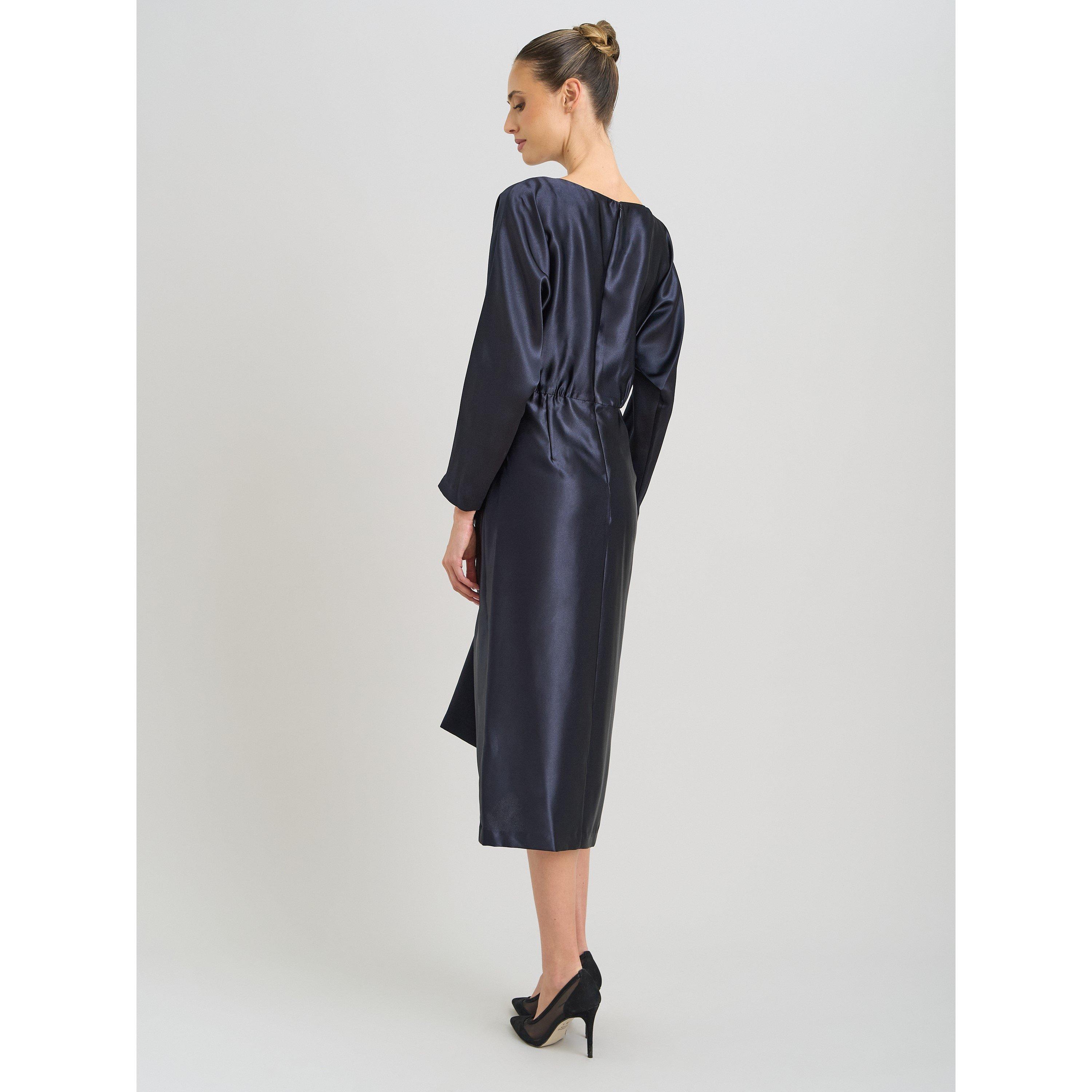 Navy - Gina Bacconi - Tara Satin Midi Dress - 2