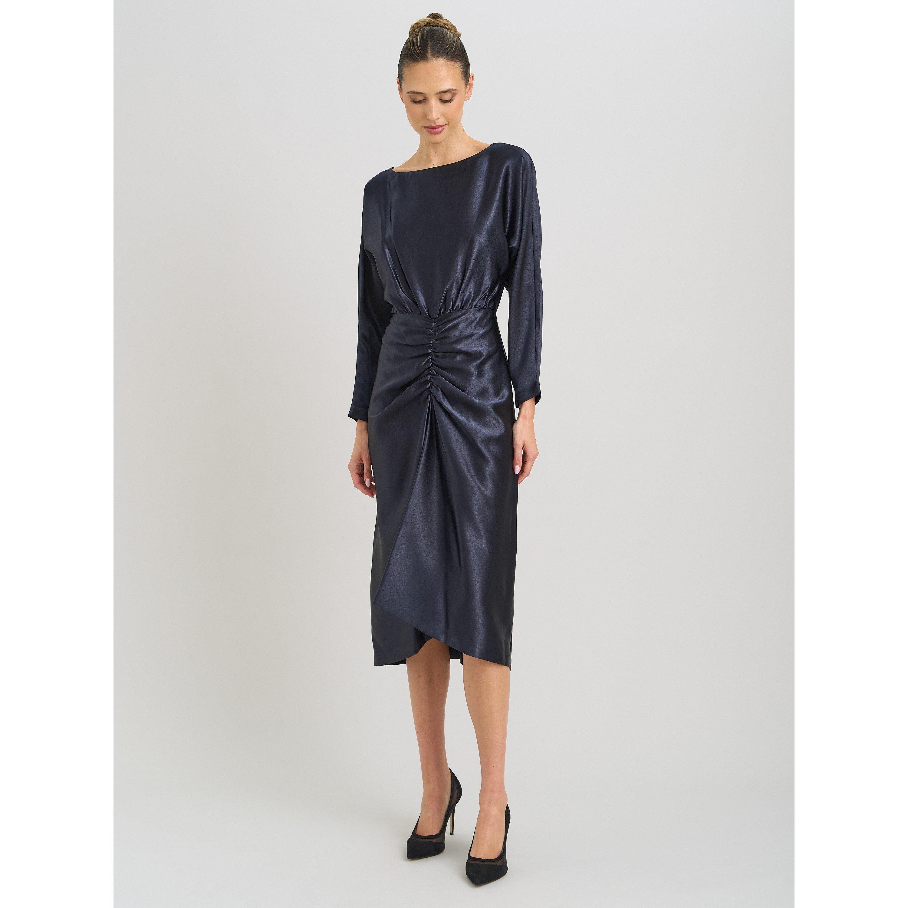 Navy - Gina Bacconi - Tara Satin Midi Dress - 3