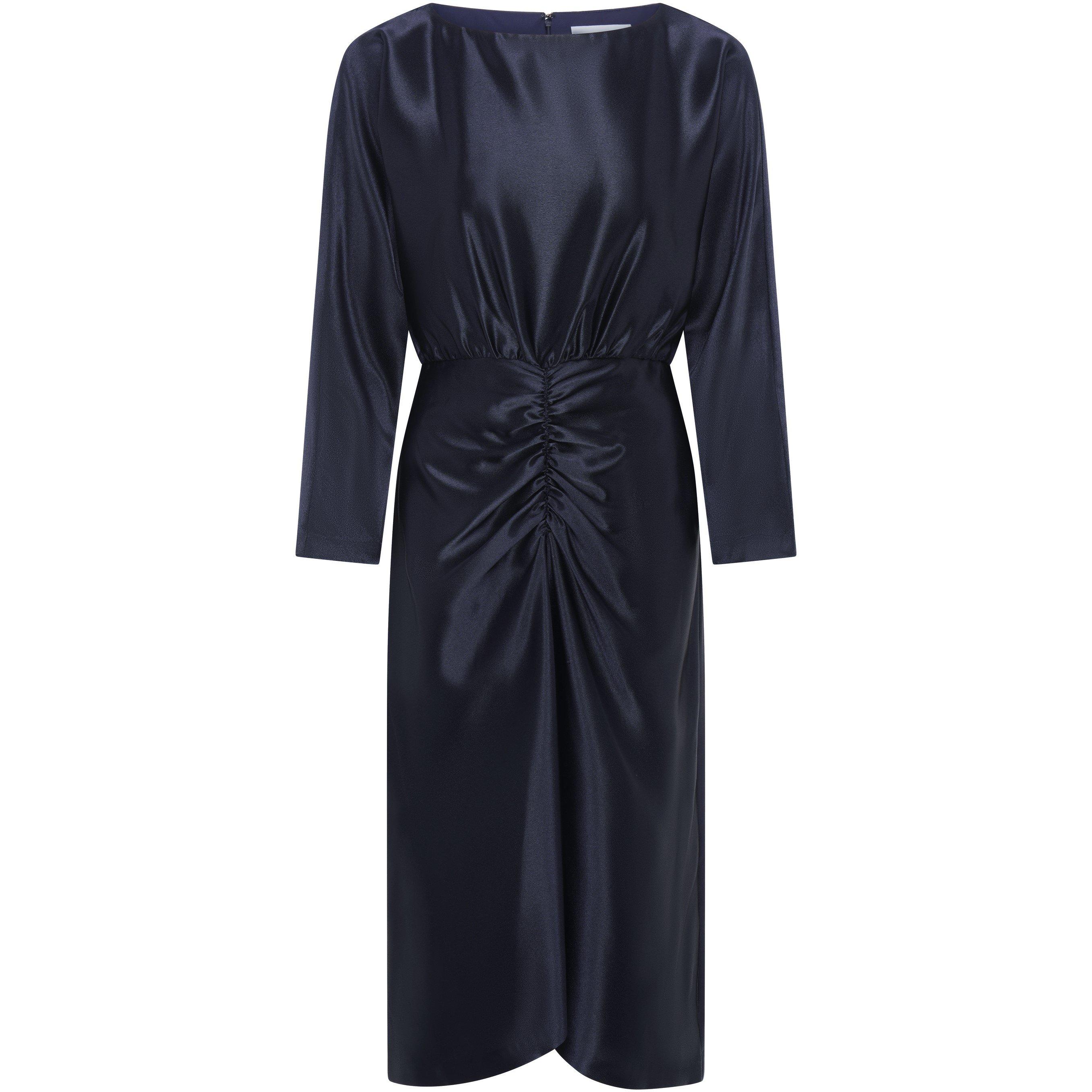 Navy - Gina Bacconi - Tara Satin Midi Dress - 4