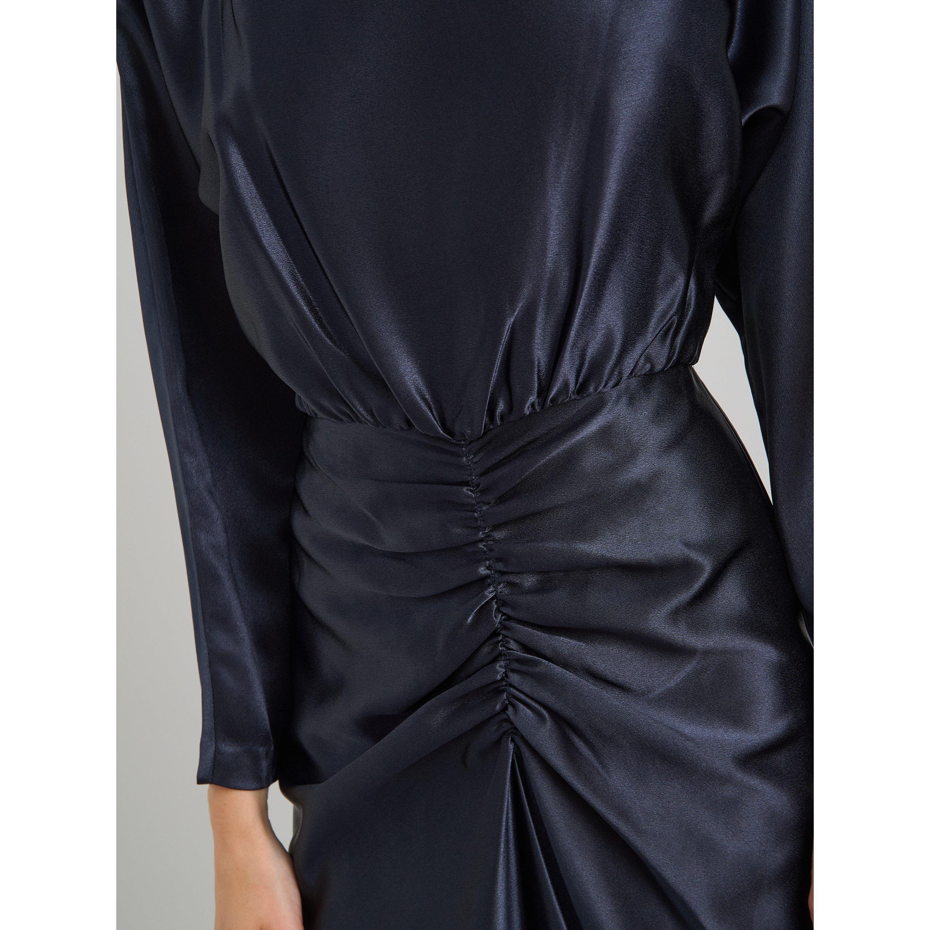 Navy - Gina Bacconi - Tara Satin Midi Dress - 5