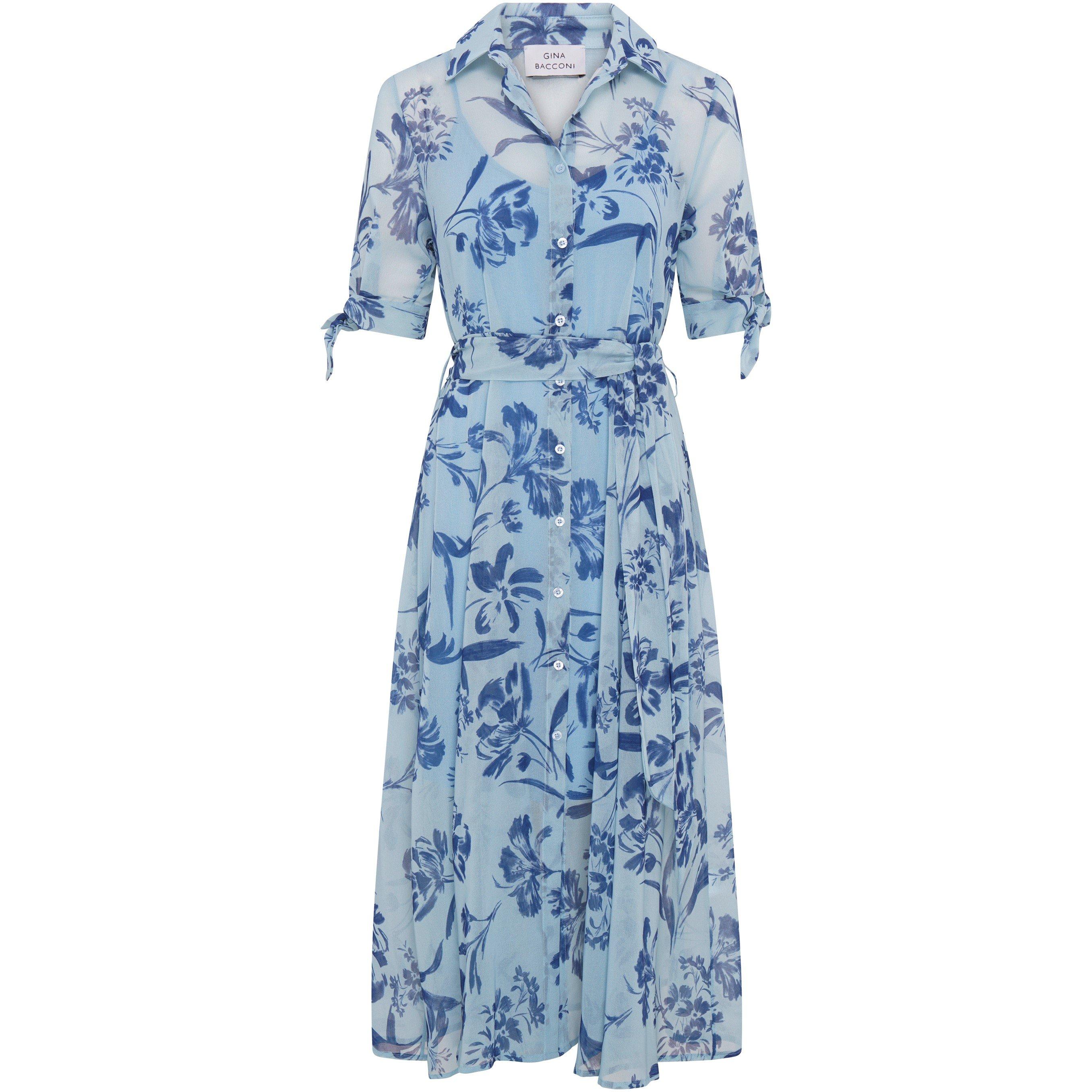 Blue - Gina Bacconi - Adrienne Shirt Dress - 4