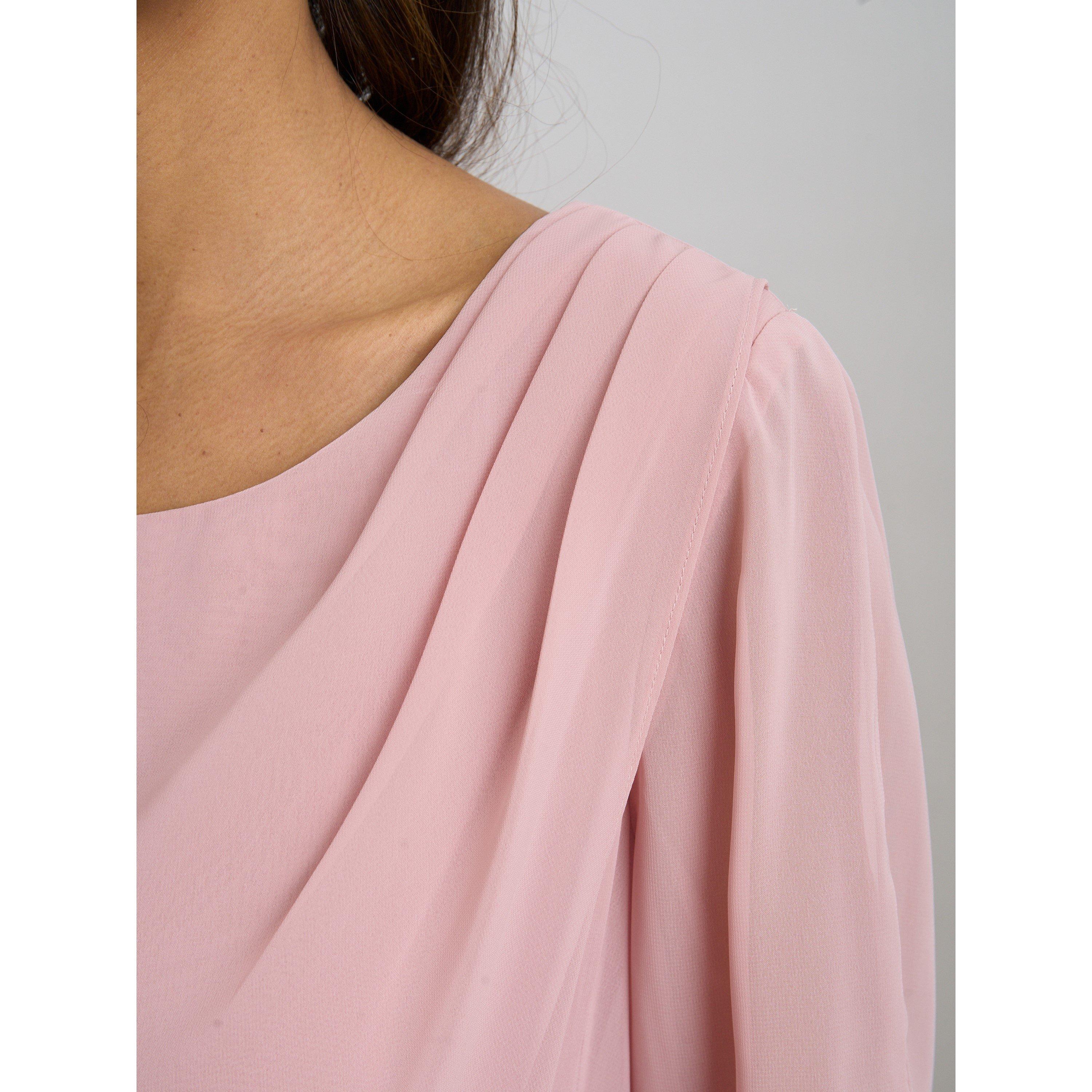 Pink - Gina Bacconi - Lexie Embellished Cuff Chiffon Dress - 5