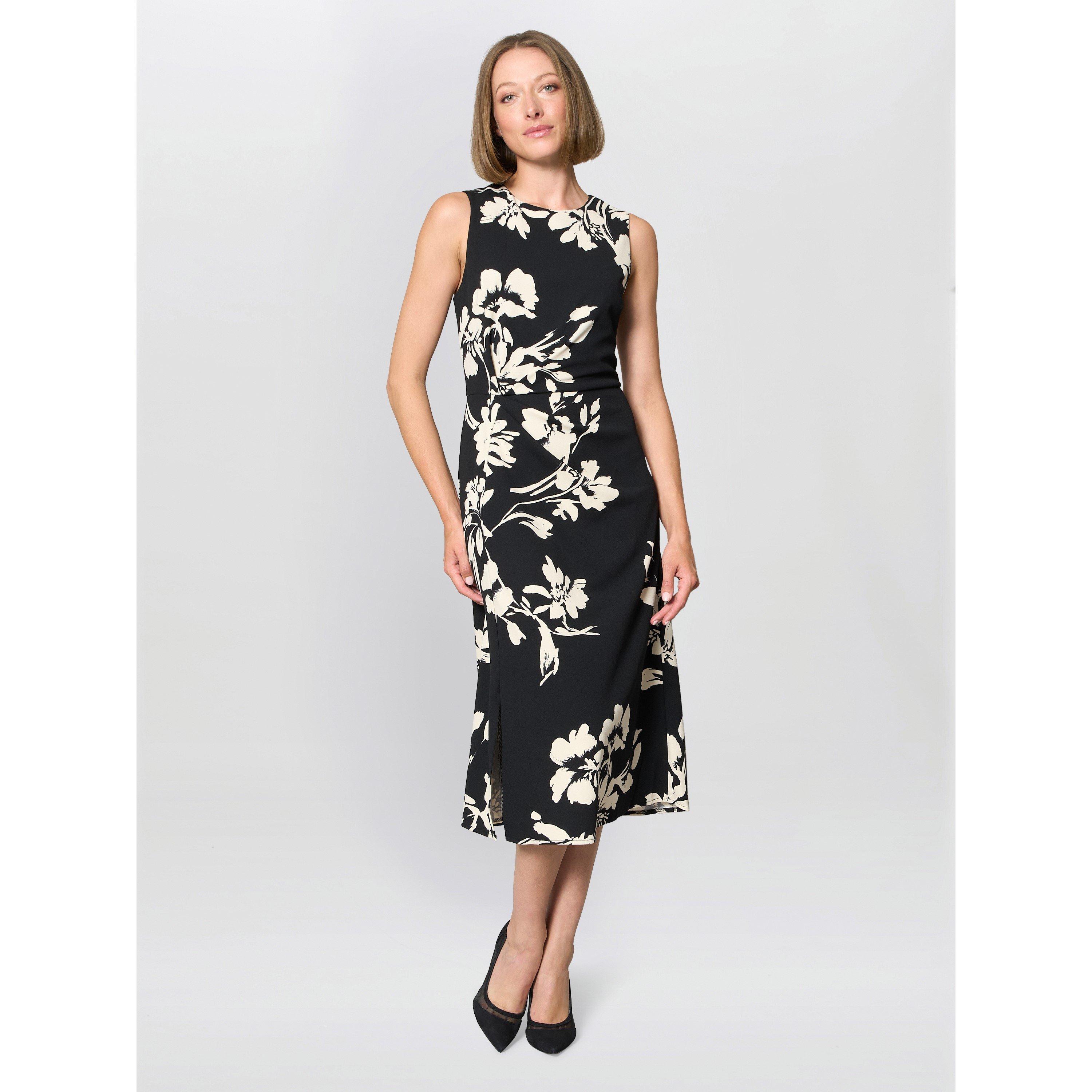 Black / Beige - Gina Bacconi - Joely Placement Floral Print Dress - 2