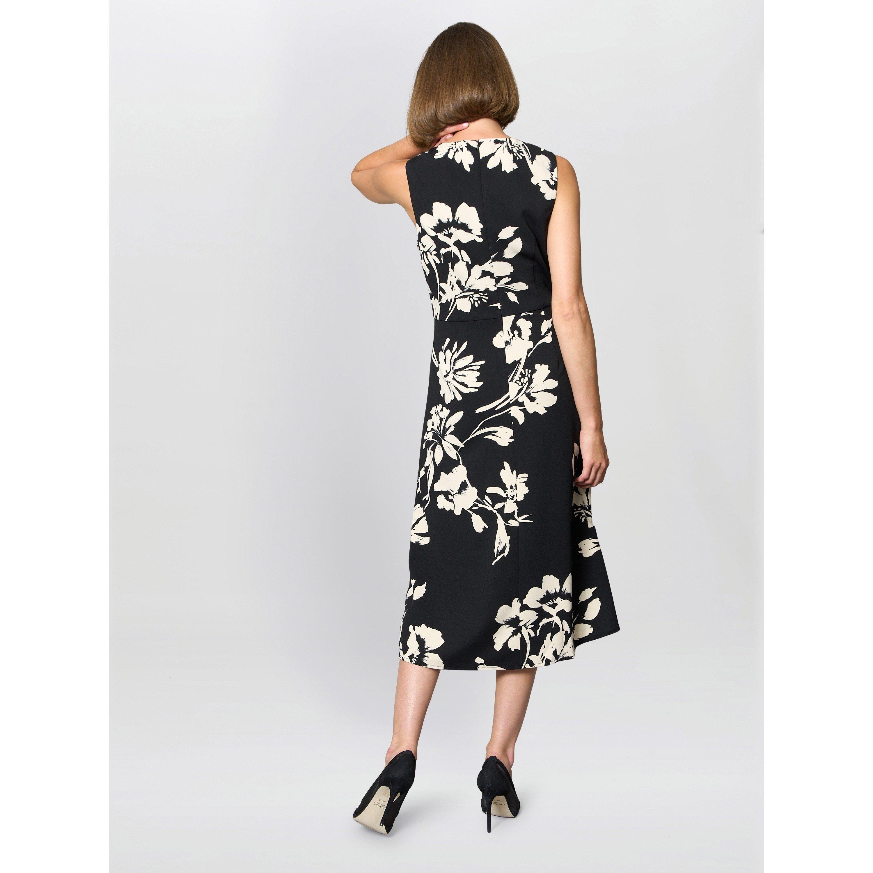 Black / Beige - Gina Bacconi - Joely Placement Floral Print Dress - 3