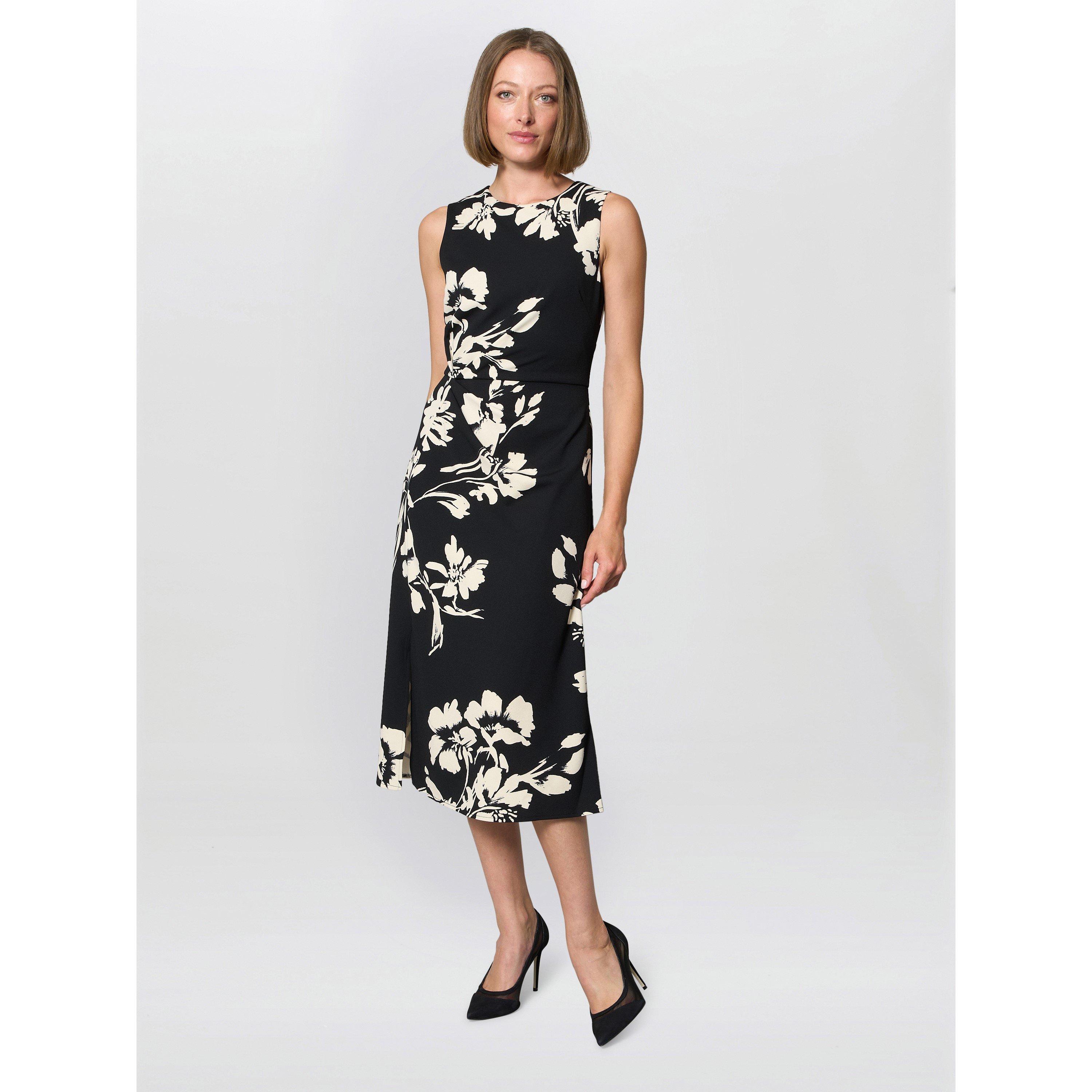 Black / Beige - Gina Bacconi - Joely Placement Floral Print Dress - 4