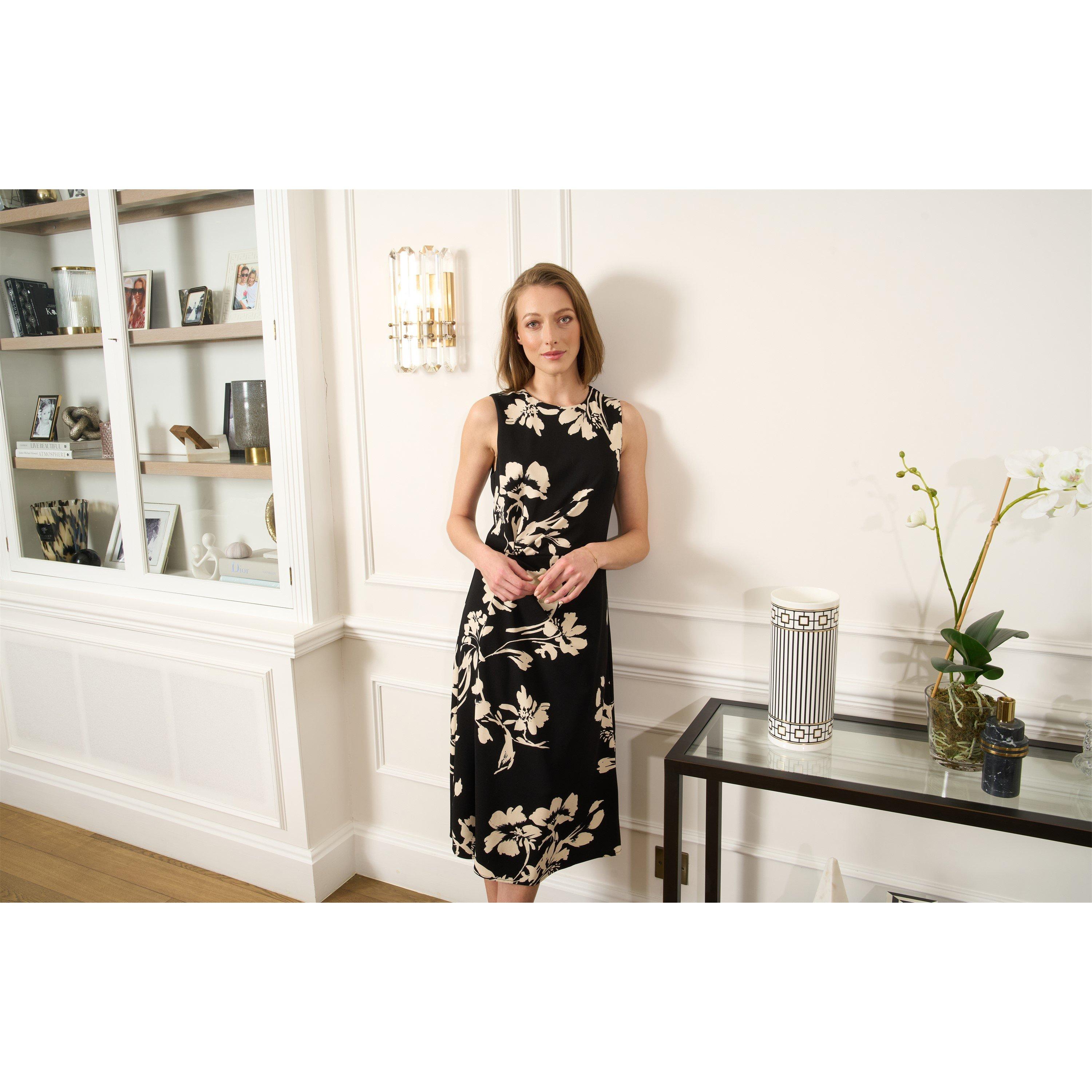 Black / Beige - Gina Bacconi - Joely Placement Floral Print Dress - 7