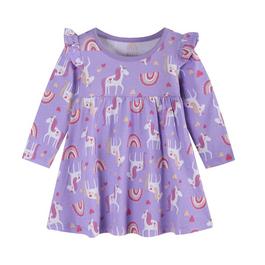 Hello World Baby Girl Unicorn Rainbow Dress