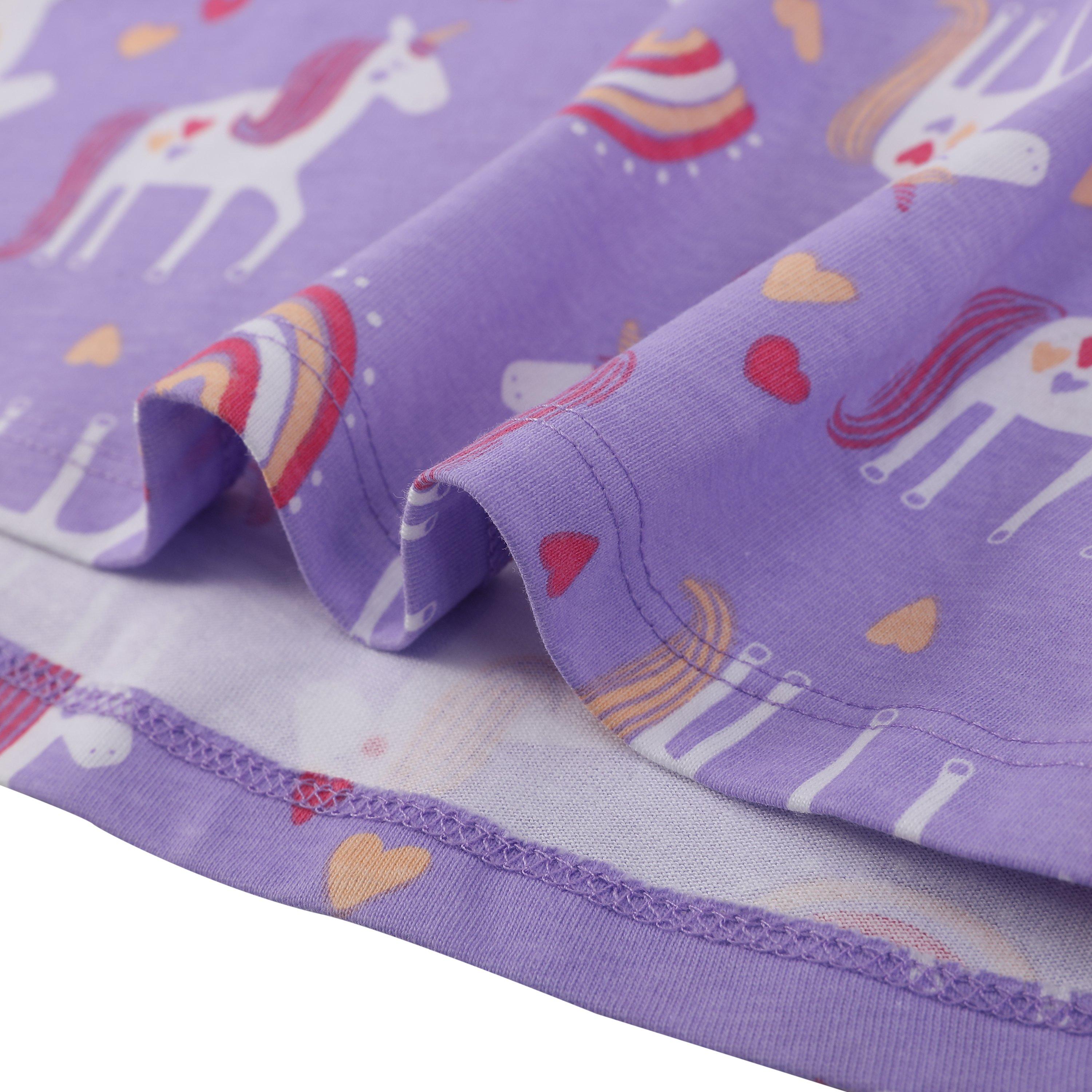 PURPLE - Hello World - Kids' Baby Girl Unicorn Rainbow Swing Dress - 4