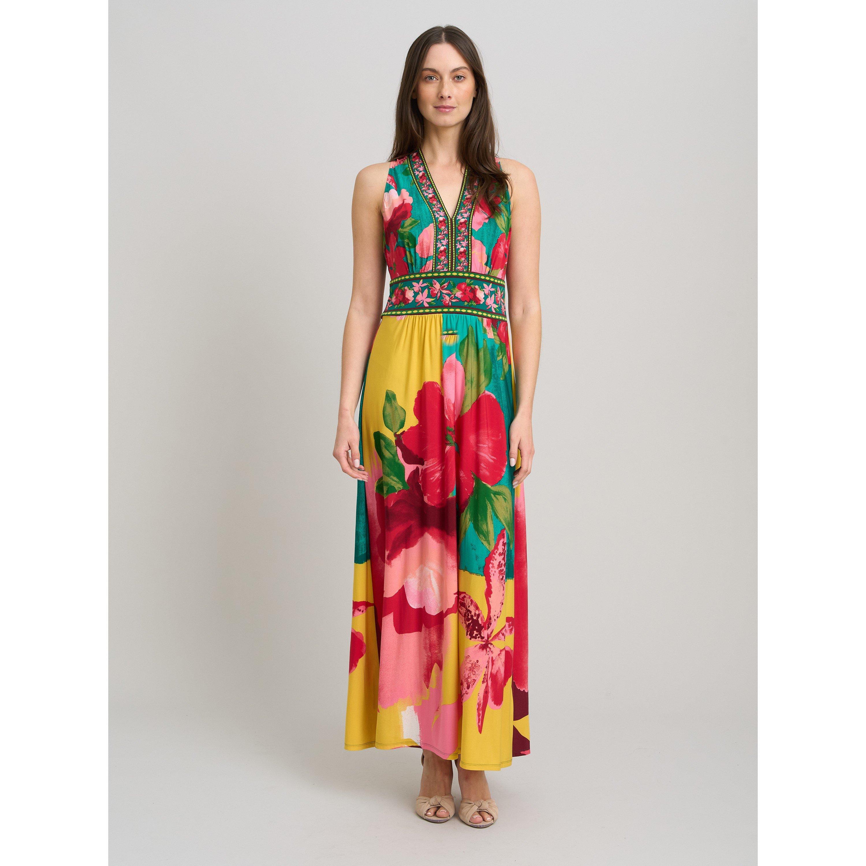 Multi - Gina Bacconi - Marta V Neck Sleeveless Maxi Dress - 3