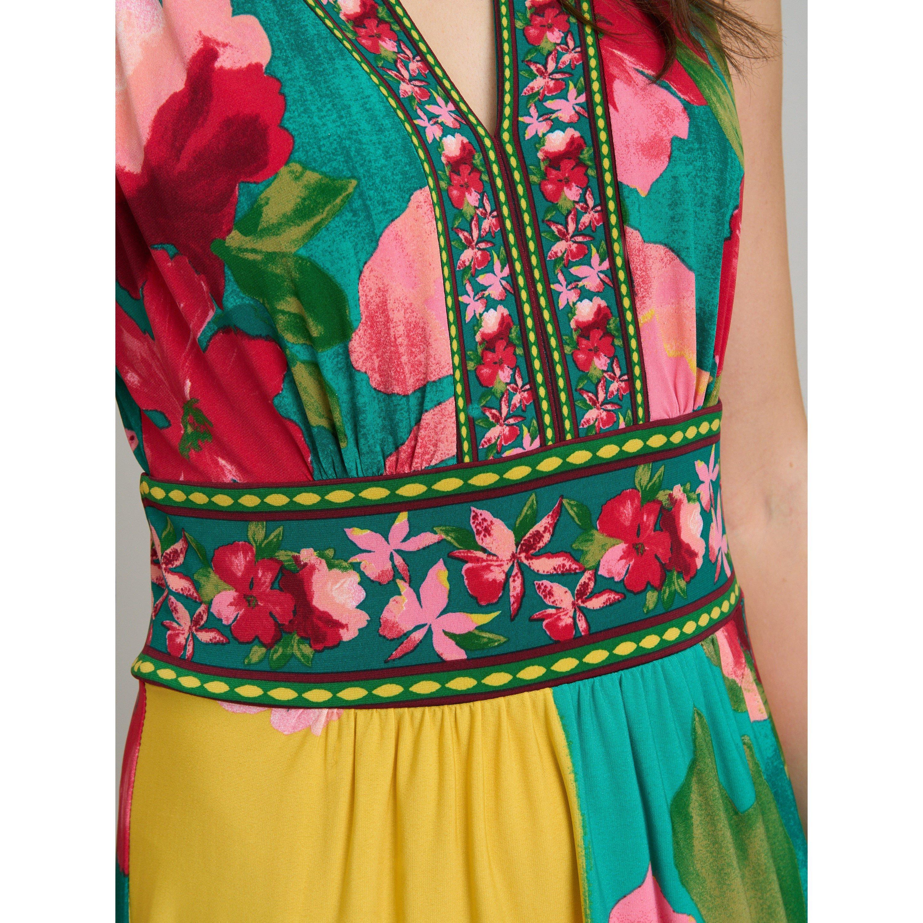 Multi - Gina Bacconi - Marta V Neck Sleeveless Maxi Dress - 4