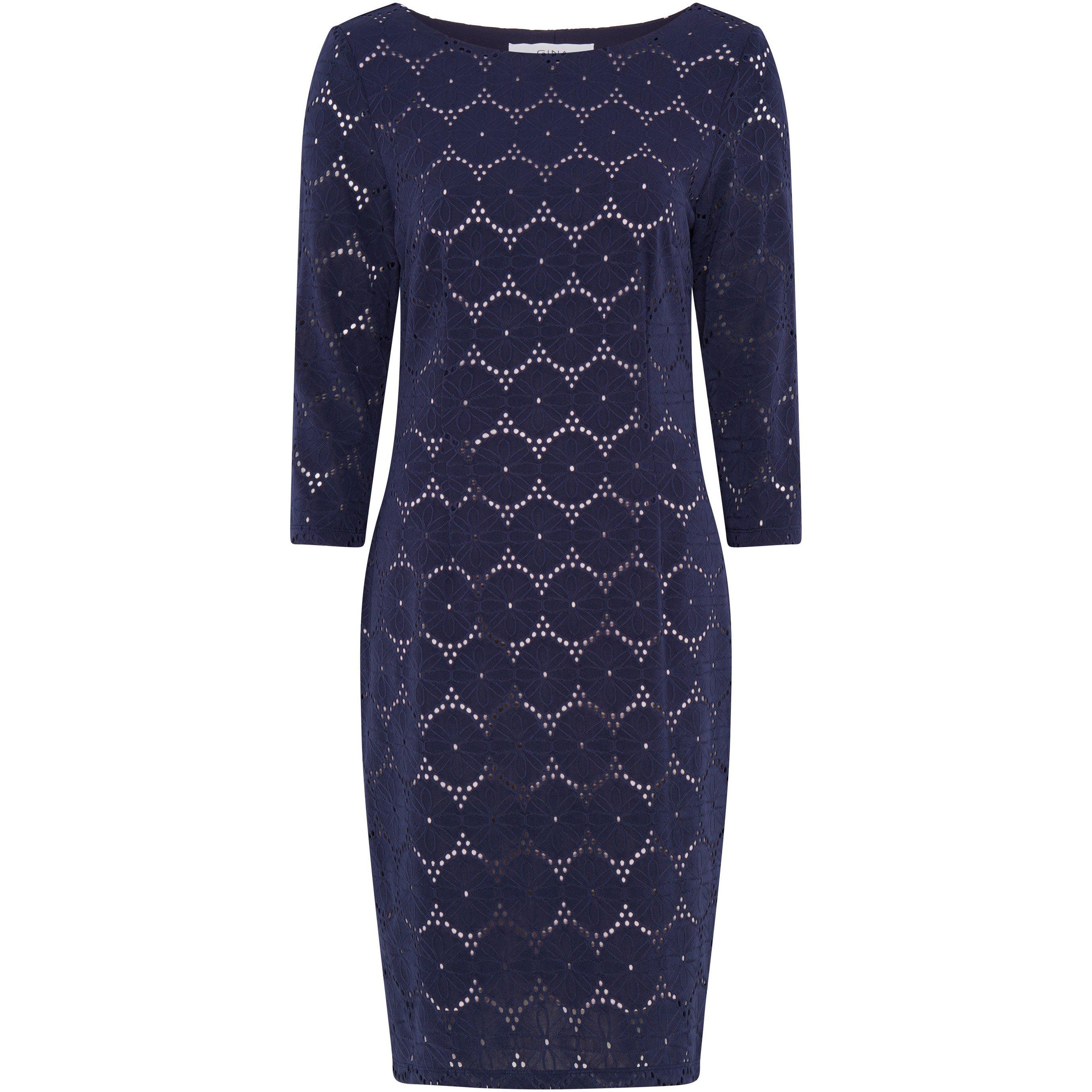 Navy - Gina Bacconi - Mirabella Three-Quarter Sleeve Dress - 4