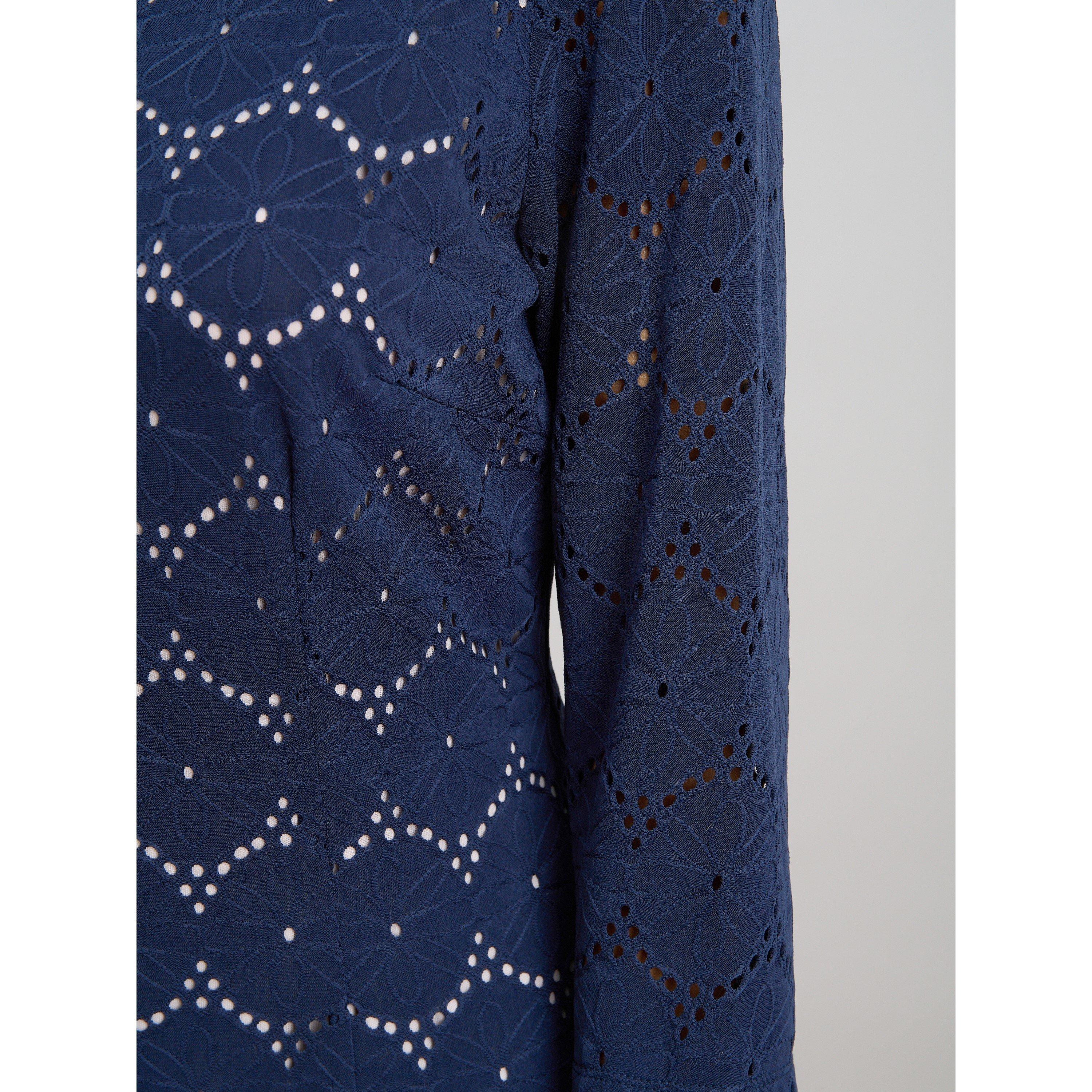 Navy - Gina Bacconi - Mirabella Three-Quarter Sleeve Dress - 5