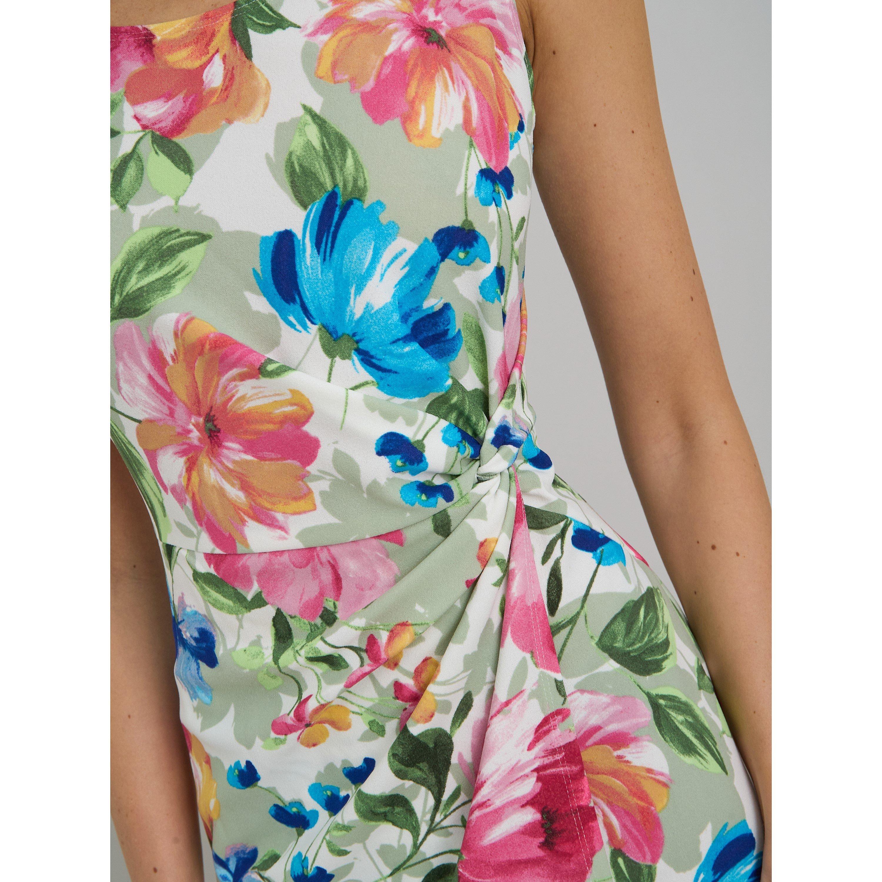 Multi - Gina Bacconi - Roma Twist Knot Floral Dress - 5