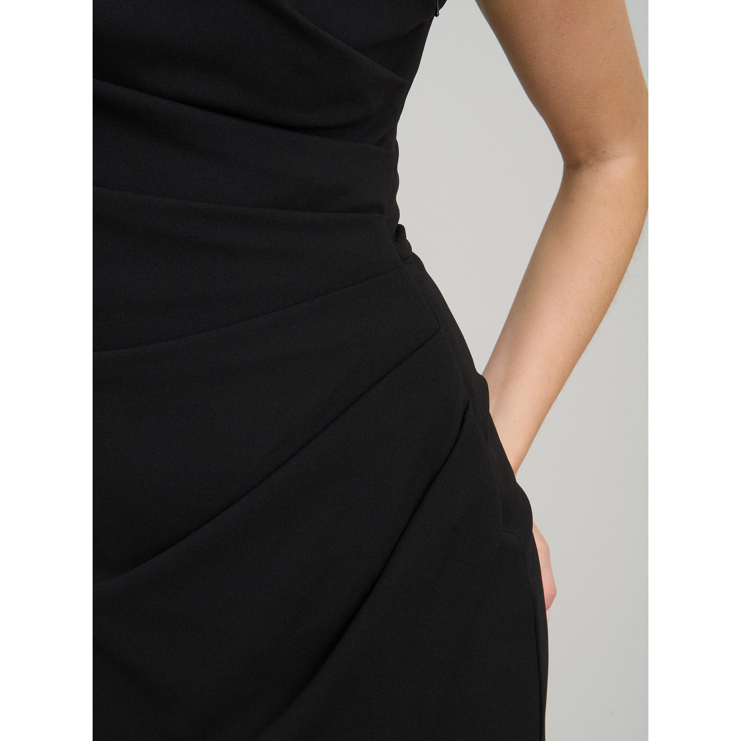 Black - Gina Bacconi - Marcela Short One Shoulder Crepe Dress - 7