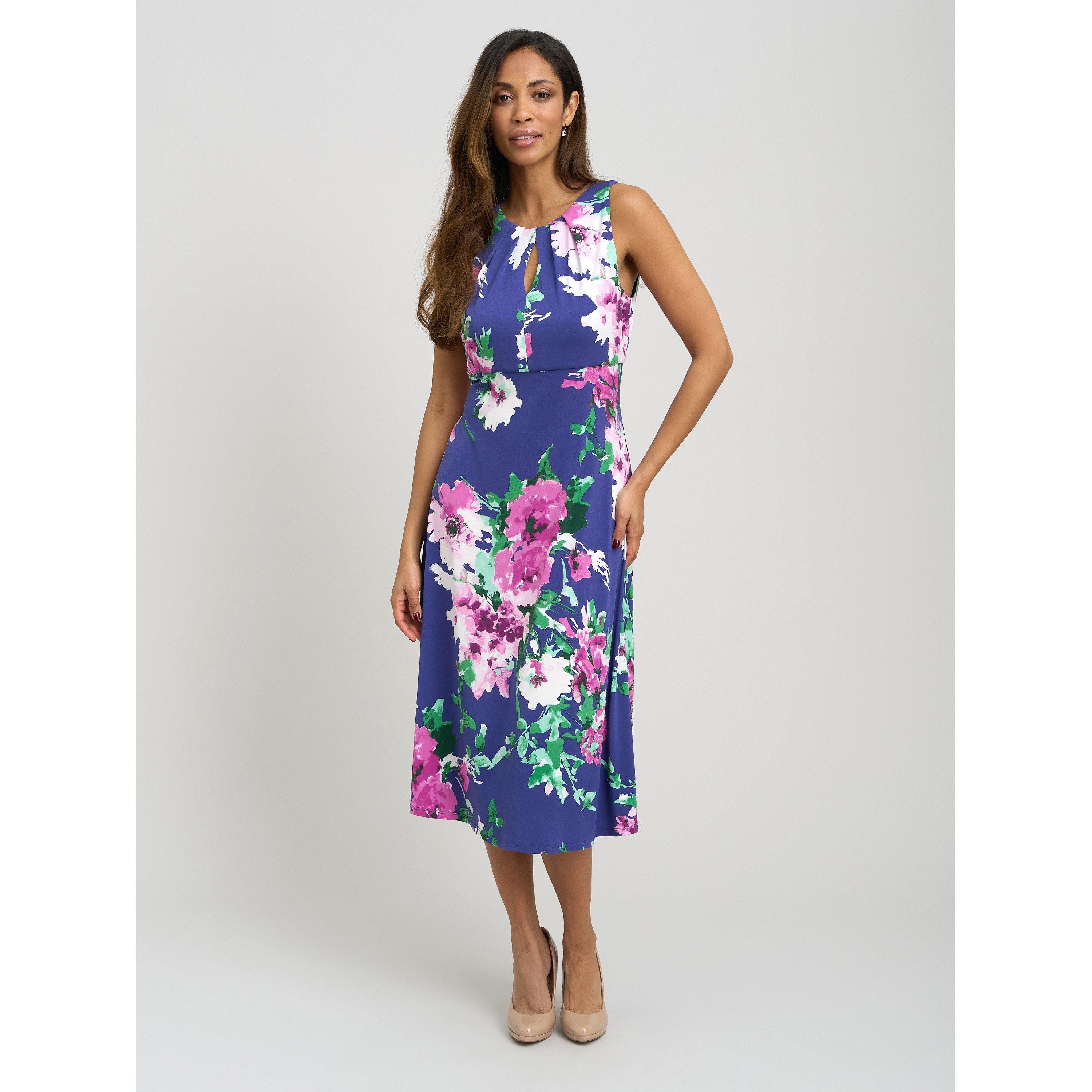Navy / Multi - Gina Bacconi - Mary Ann Keyhole Print Midi Dress - 1