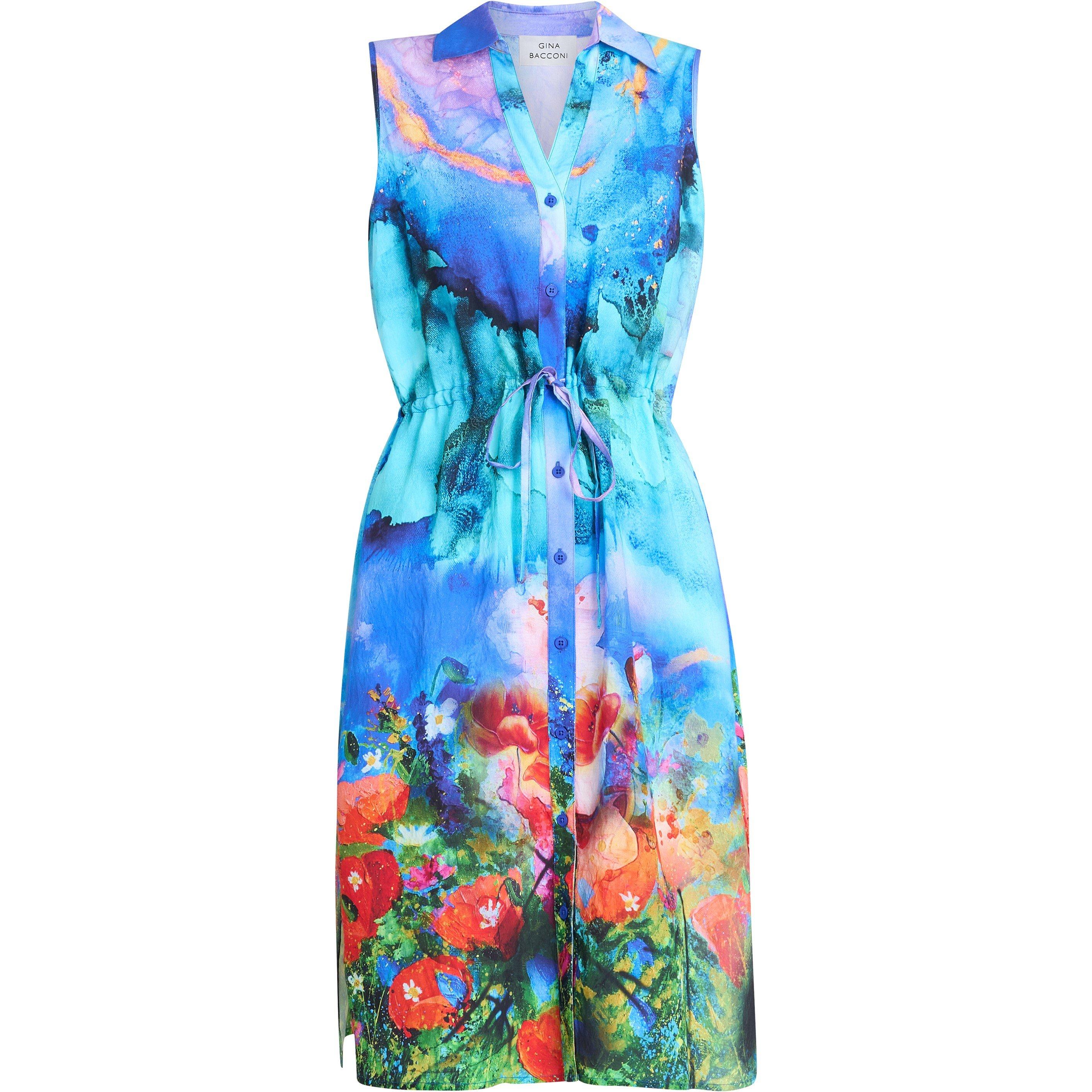 Multi - Gina Bacconi - Everly Poppy Print Shirt Dress - 4