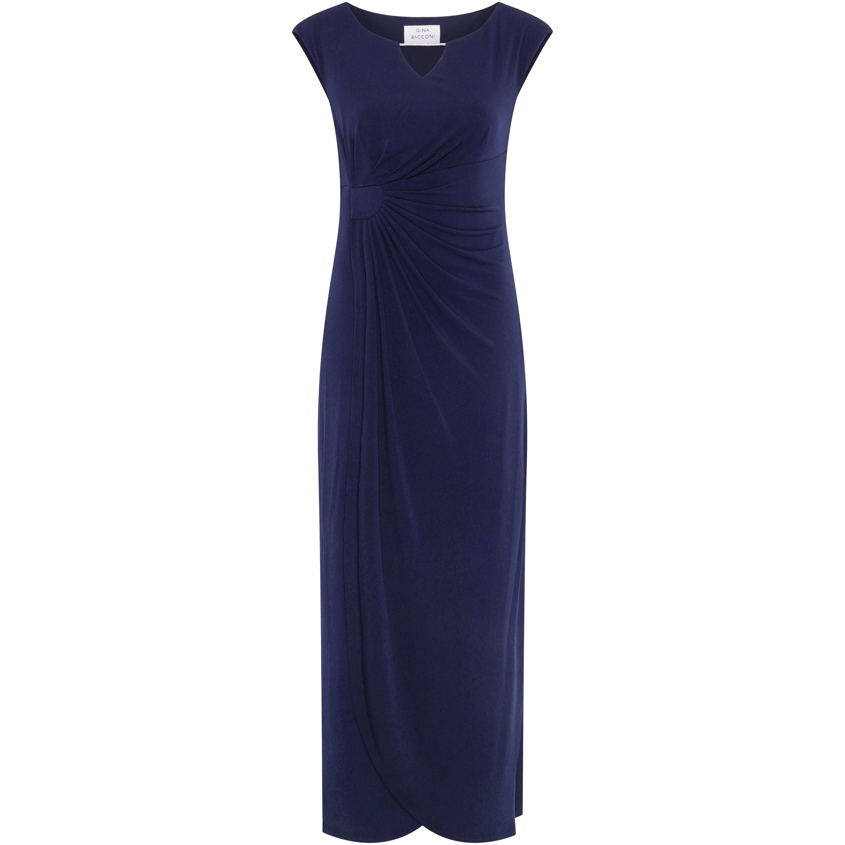Navy - Gina Bacconi - Eileen Wrap Maxi Dress - 1