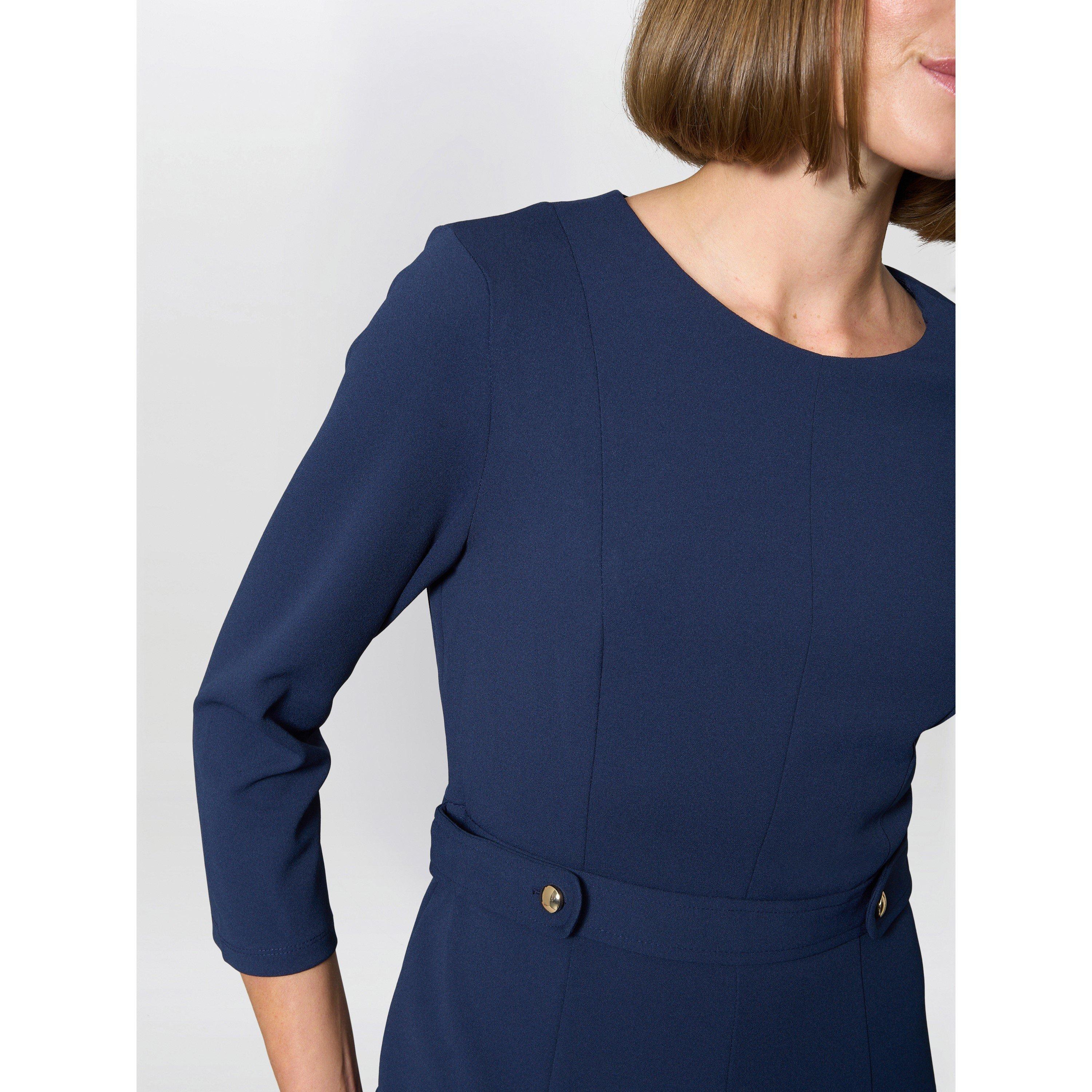 Navy - Gina Bacconi - Karon Long Sleeve Midi Dress - 5