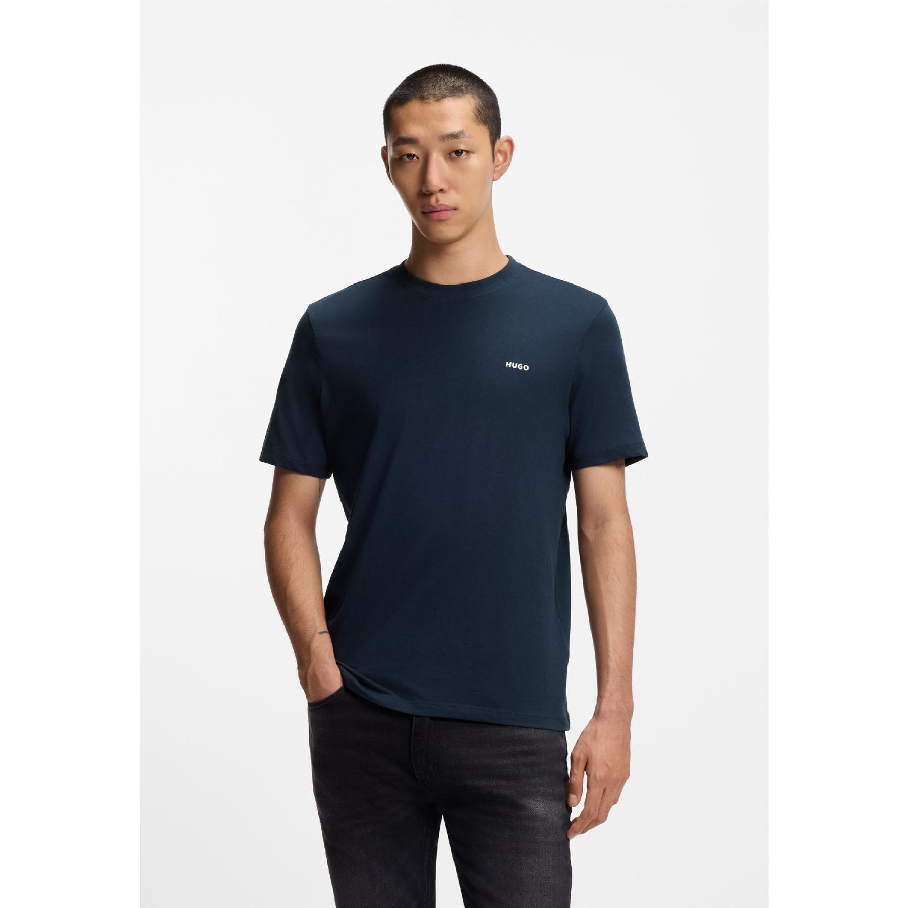Dark Blue - Hugo - Dero222 Logo Print T-Shirt - 1
