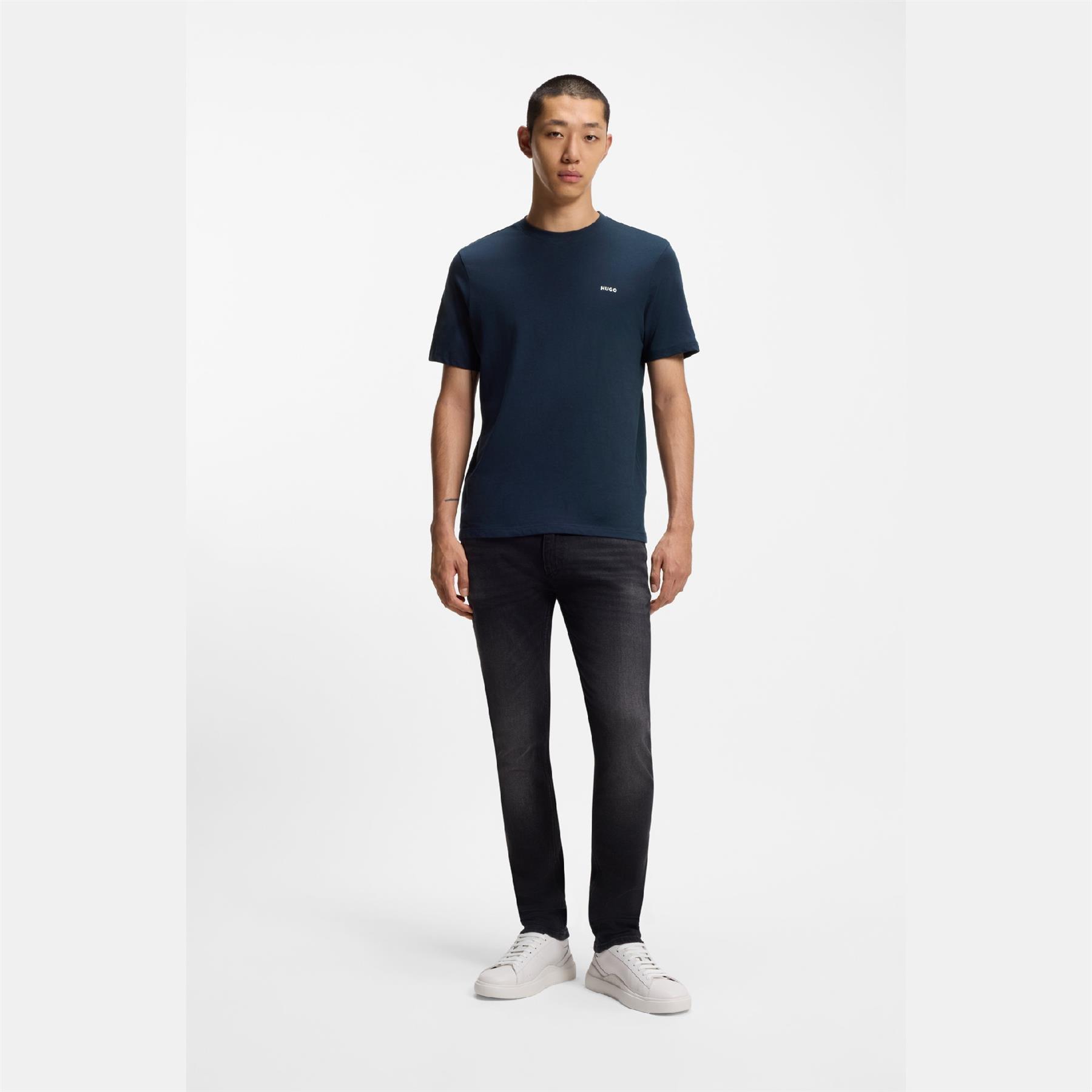 Dark Blue - Hugo - Dero222 Logo Print T-Shirt - 5