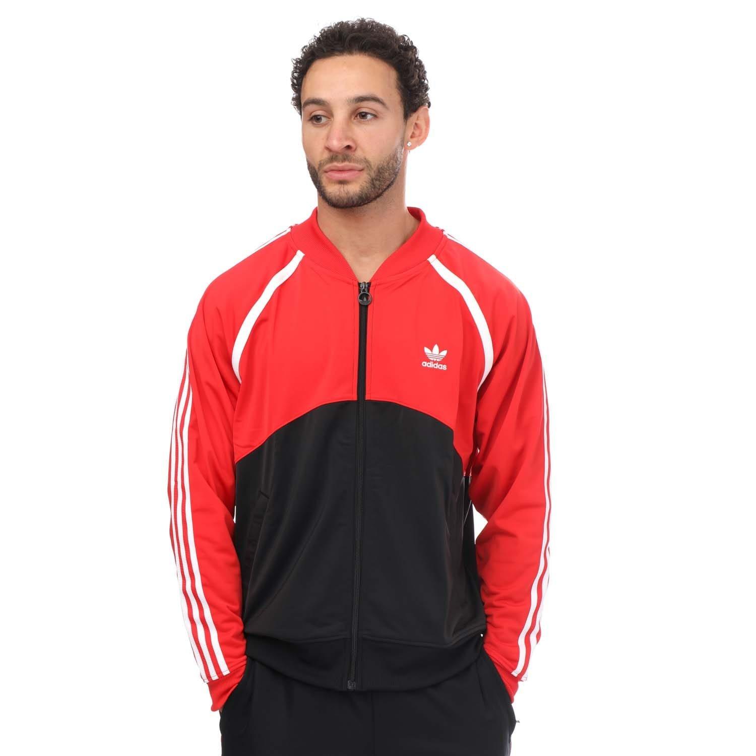 Black Red - adidas Originals - Men's Superstar Track Top - 1