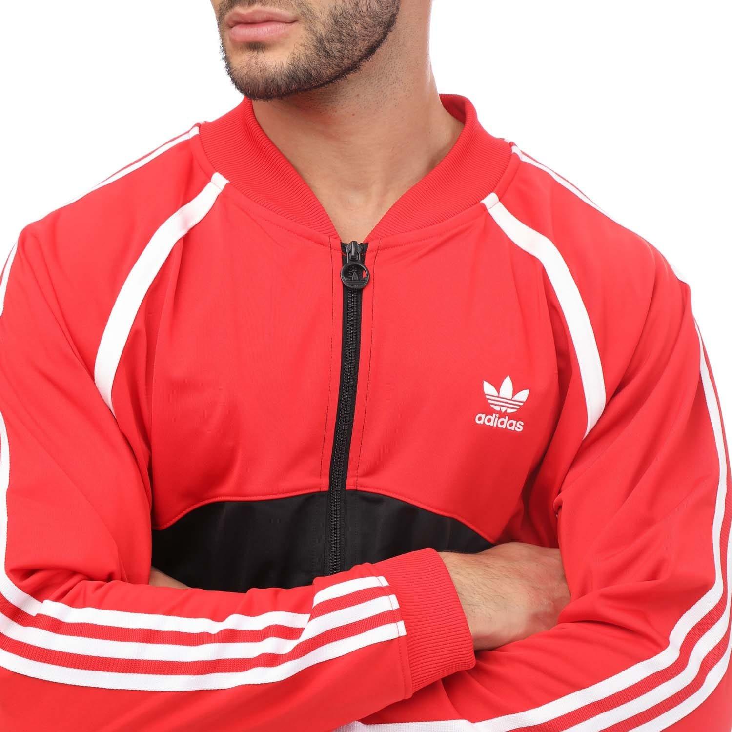 Black Red - adidas Originals - Men's Superstar Track Top - 3
