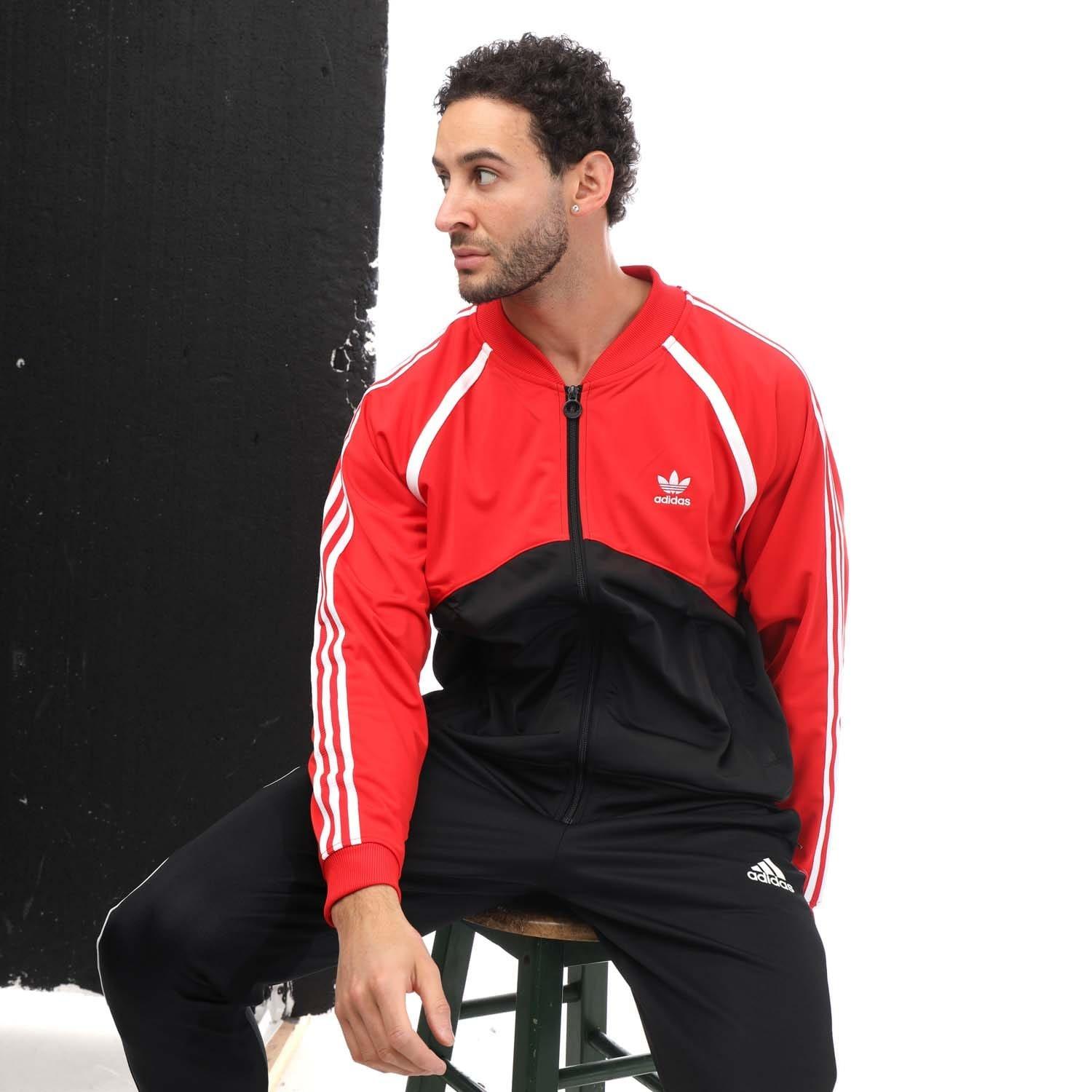 Black Red - adidas Originals - Men's Superstar Track Top - 4