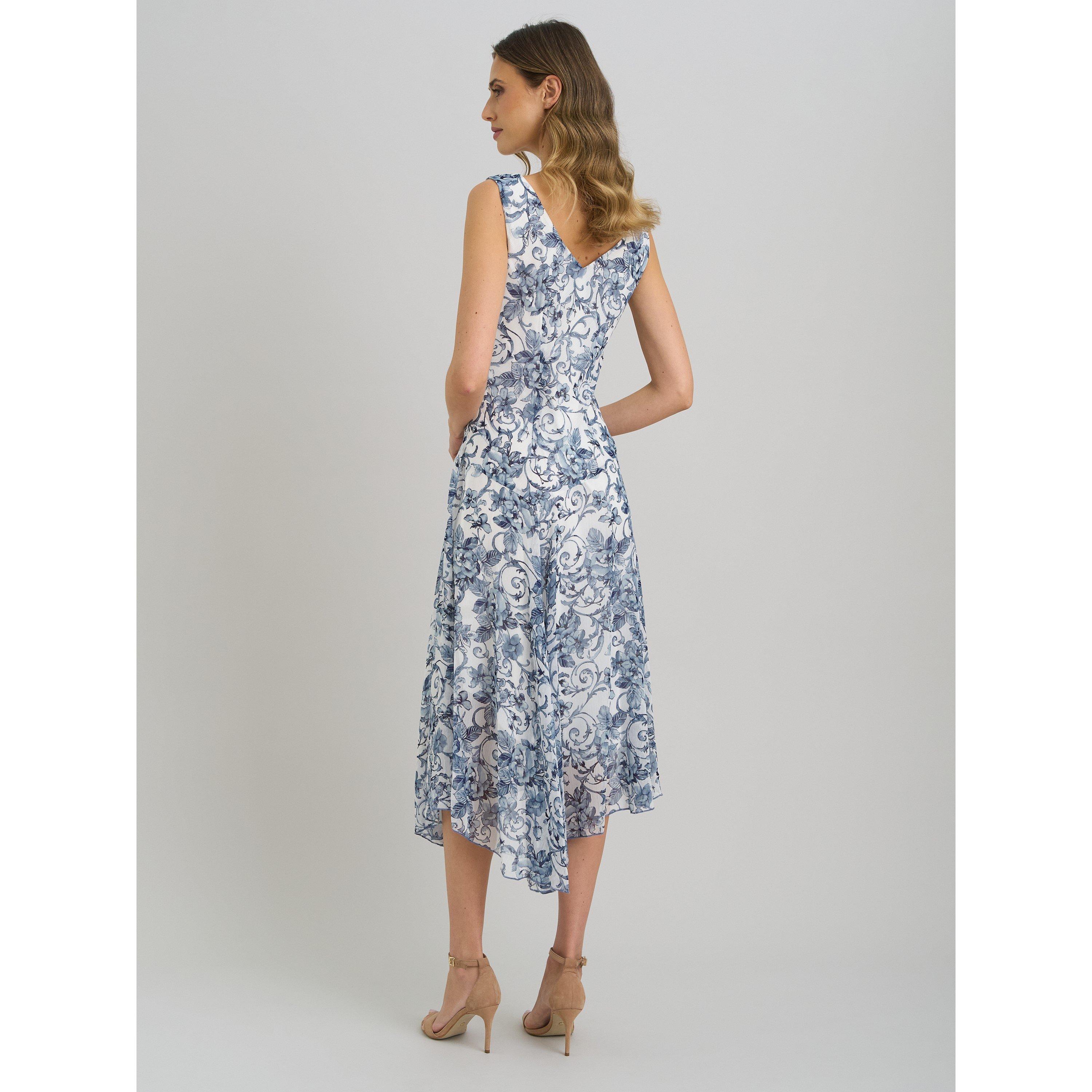 Blue / White - Gina Bacconi - India Chiffon Print Dress - 7