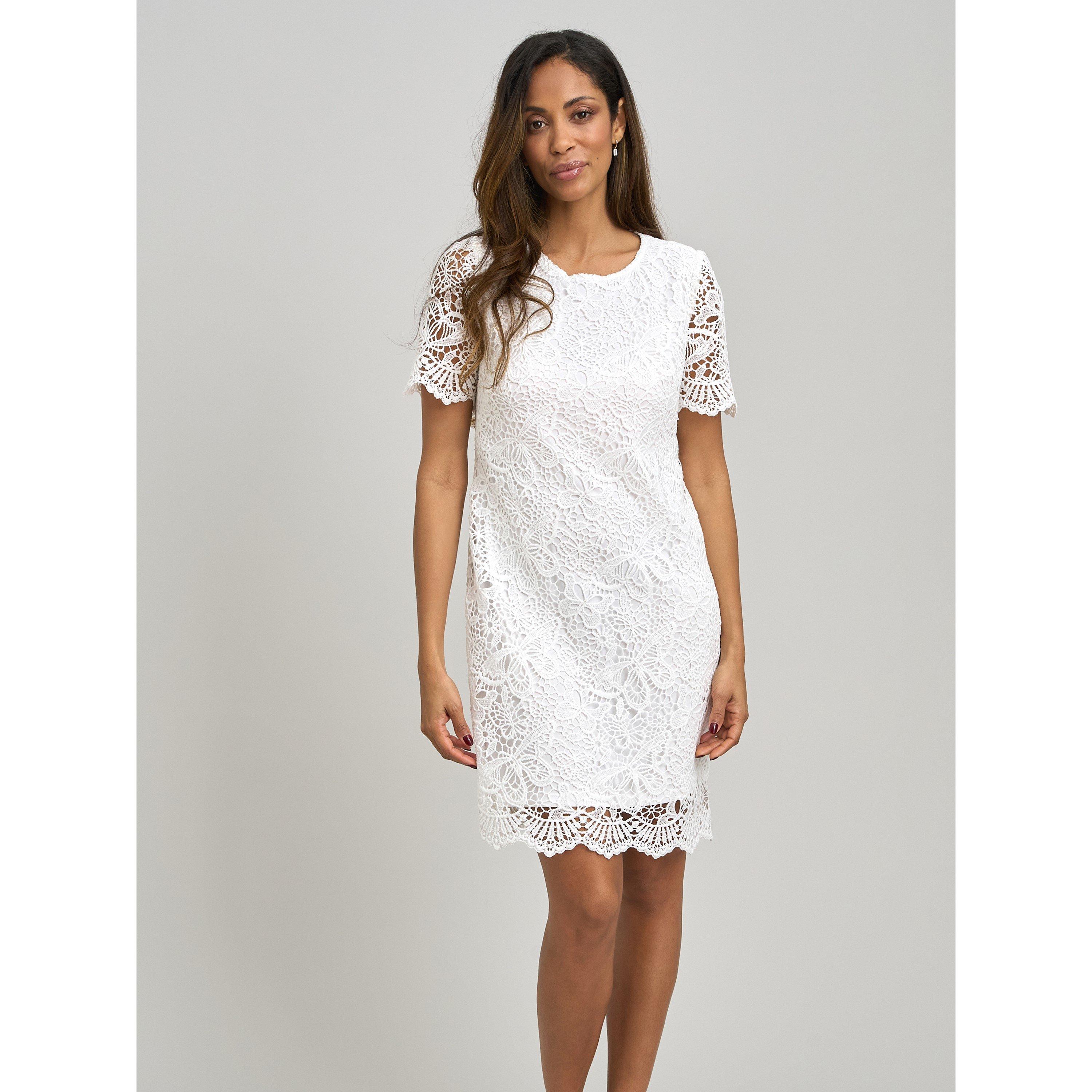 White - Gina Bacconi - Reid Lace Shift Dress - 1