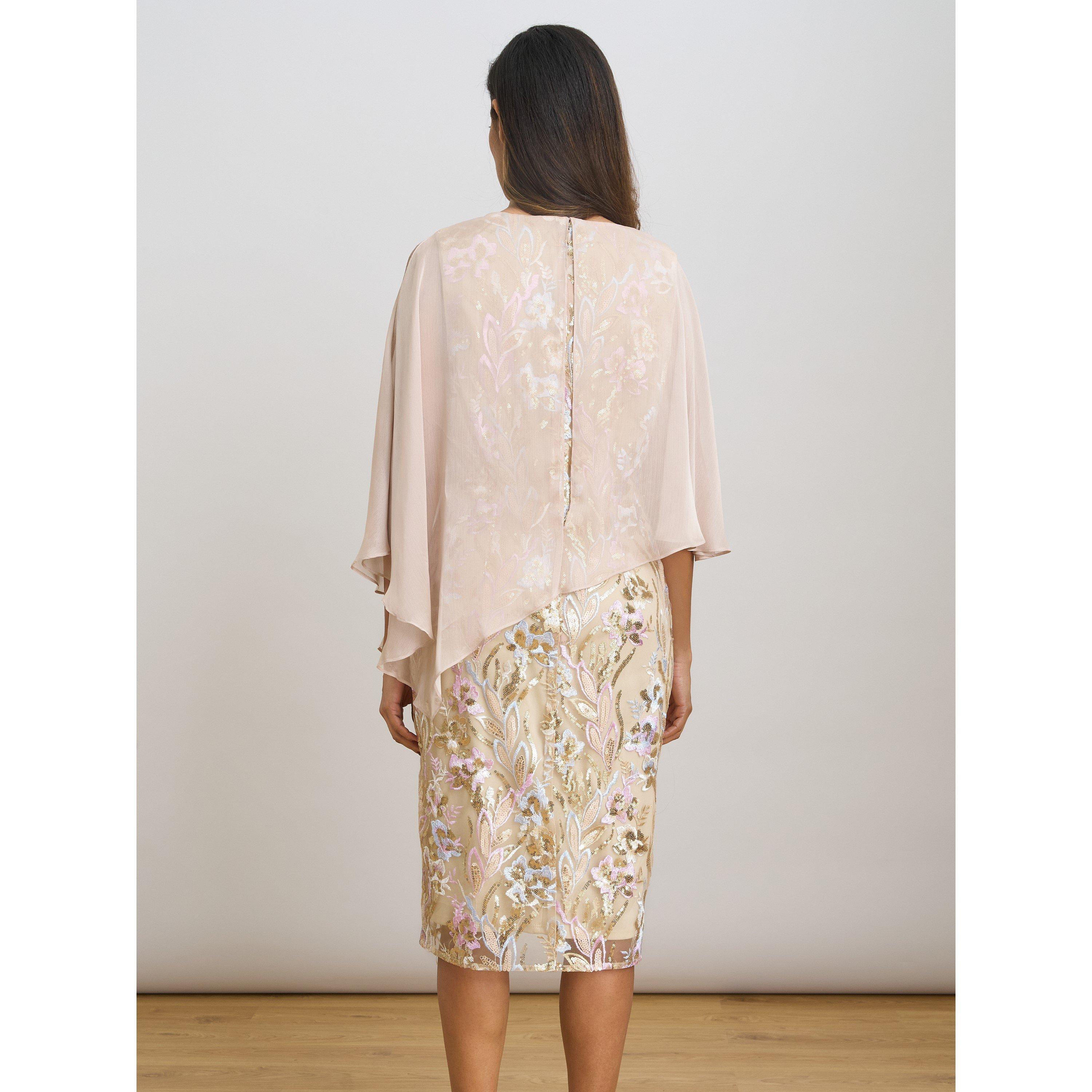 Champagne - Gina Bacconi - Monroe Short Embroidered Dress - 2