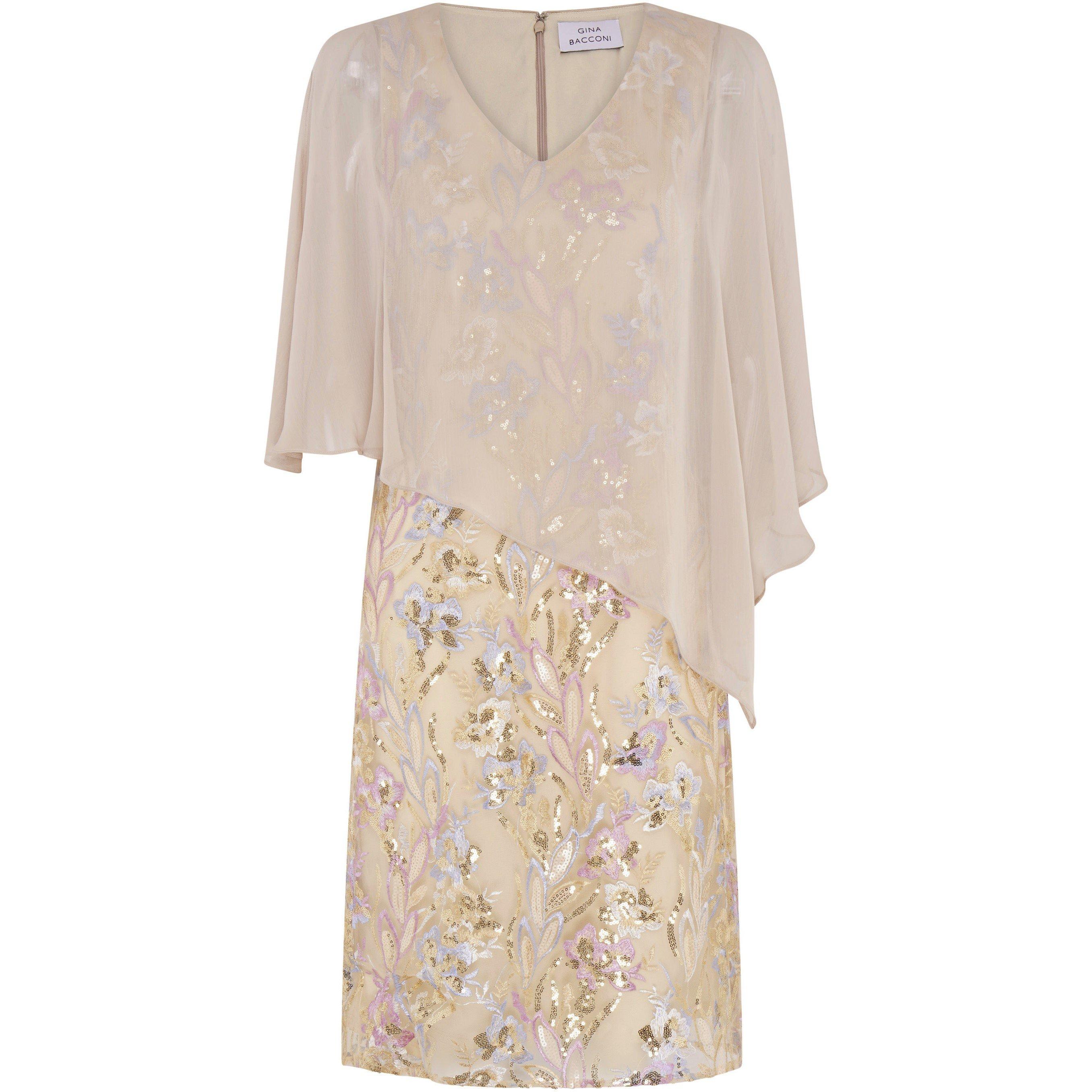 Champagne - Gina Bacconi - Monroe Short Embroidered Dress - 4